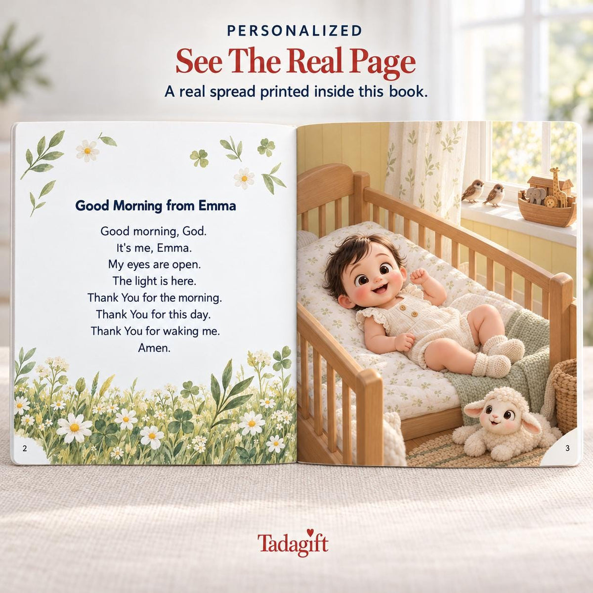 Personalized First Book of Prayers, Baby Christian Bedtime Prayers Keepsake, Baptism Christening Gift