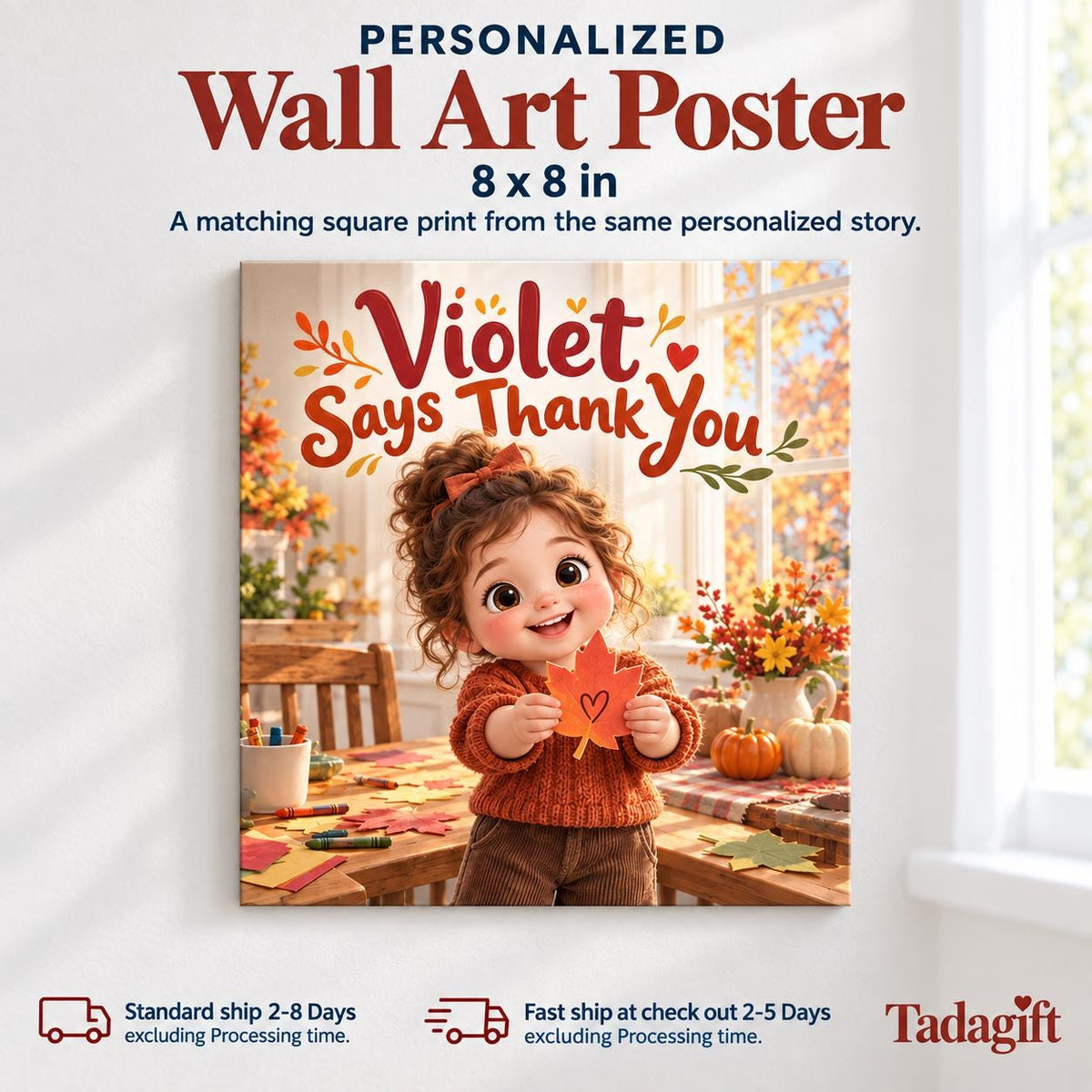 Personalized Children's Book in Hardcover: Illustrated Saying Thank You with Wrapping Paper Included