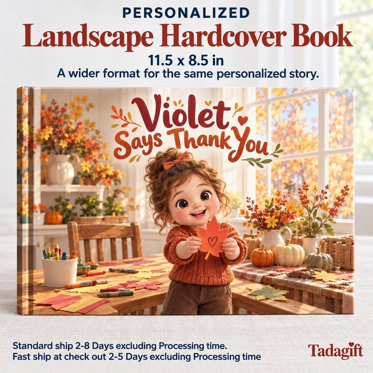 Personalized Children's Book in Hardcover: Illustrated Saying Thank You with Wrapping Paper Included