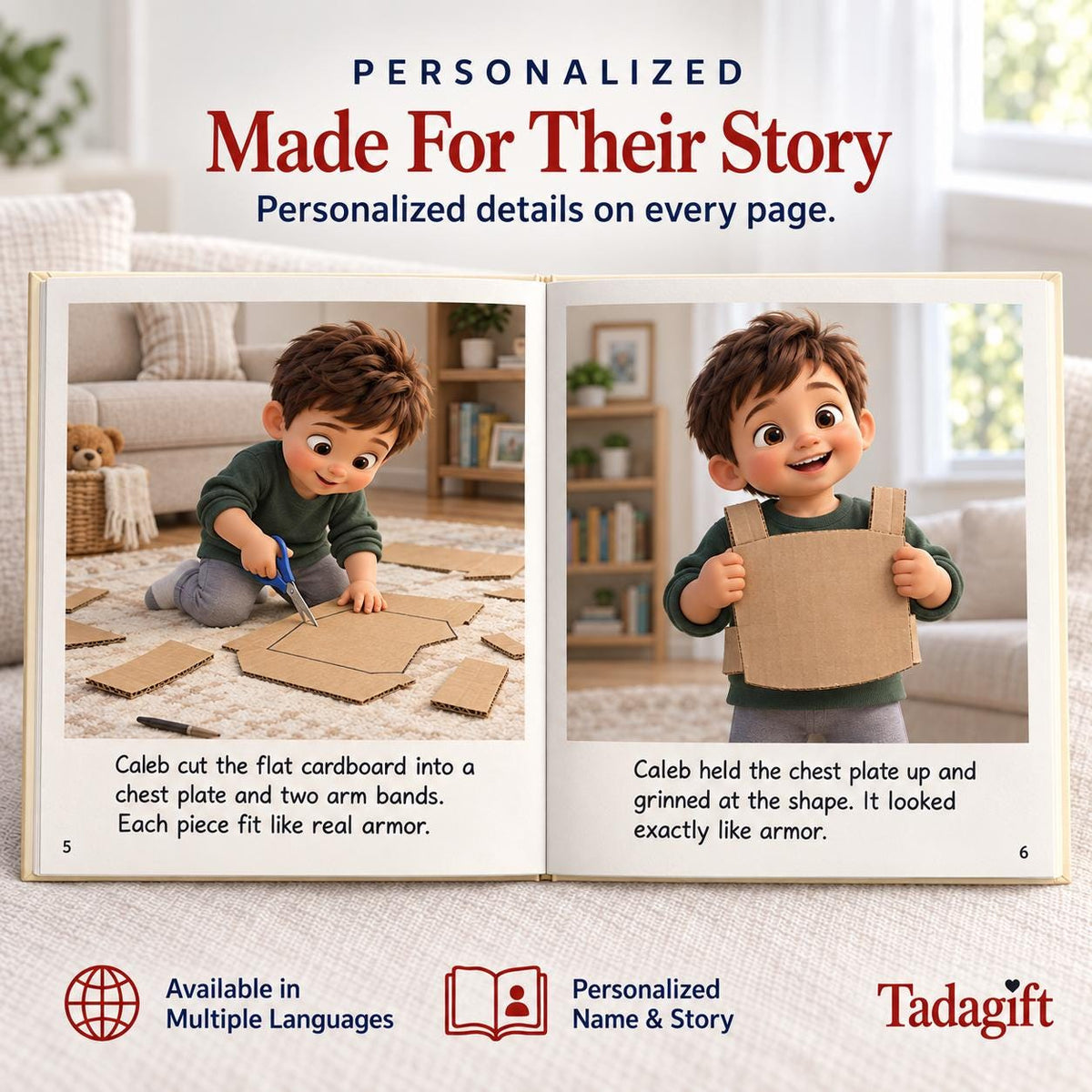 Personalized Children's Book in Hardcover: Halloween Homemade Costume Story with Wrapping Paper Included
