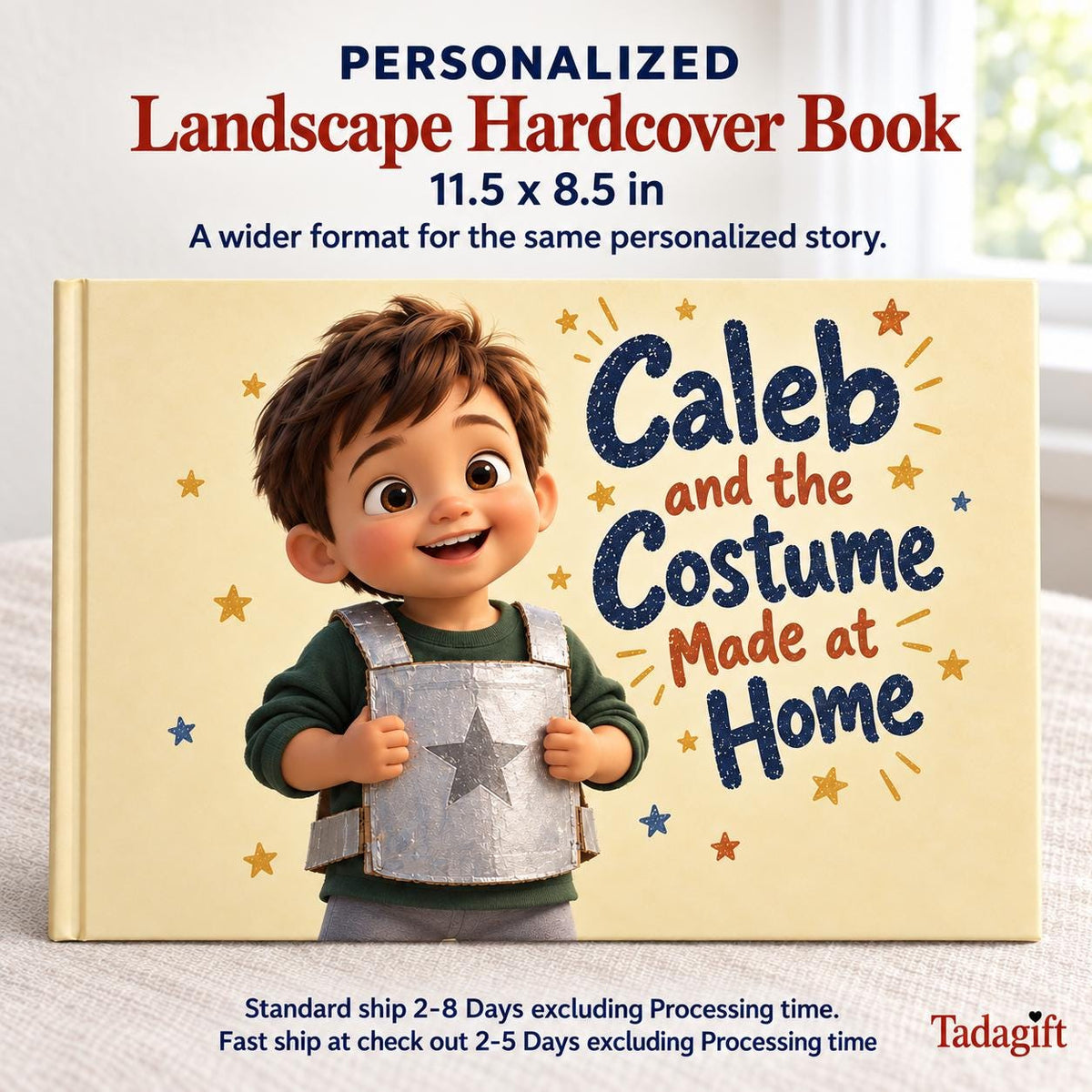 Personalized Children's Book in Hardcover: Halloween Homemade Costume Story with Wrapping Paper Included