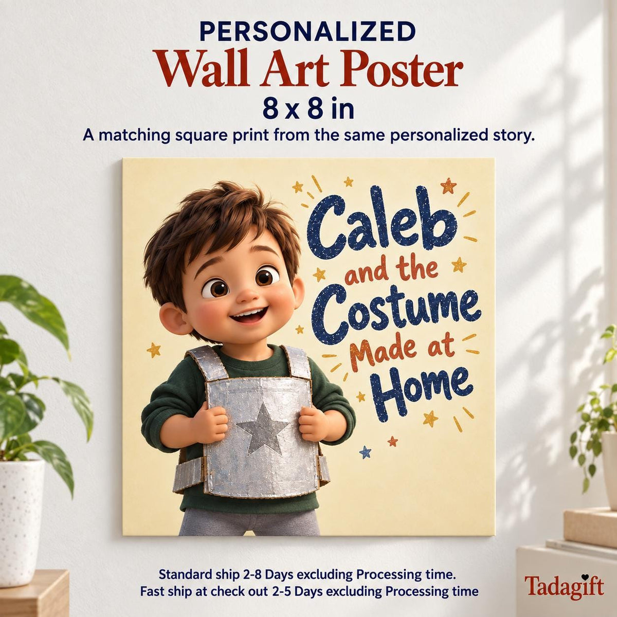 Personalized Children's Book in Hardcover: Halloween Homemade Costume Story with Wrapping Paper Included