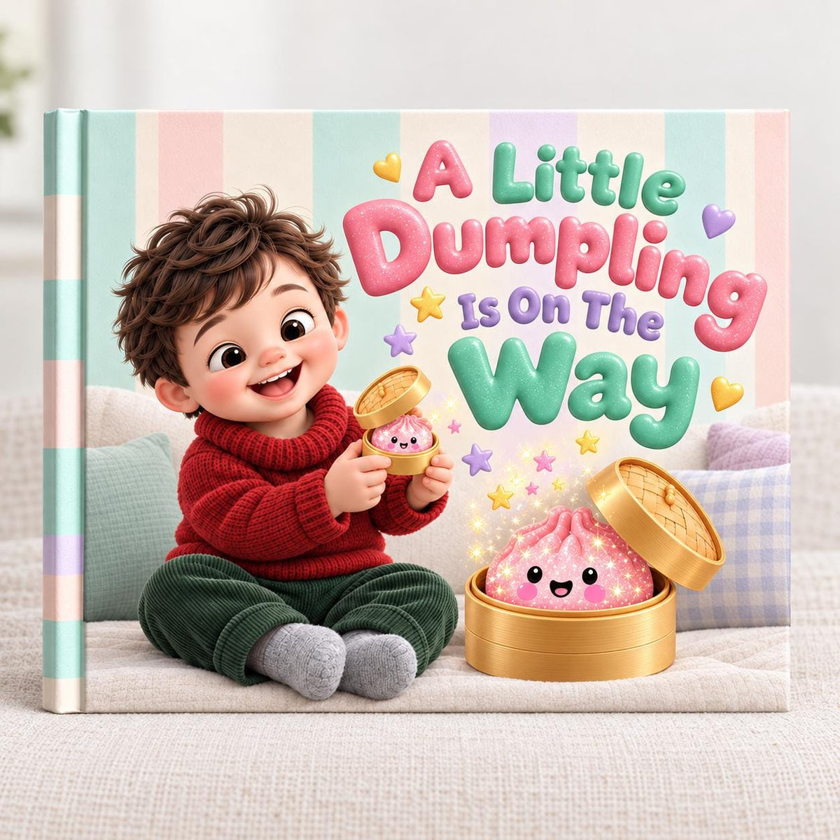 Personalized Children's Book in Hardcover: Little Dumpling Is on Way with Wrapping Paper Included