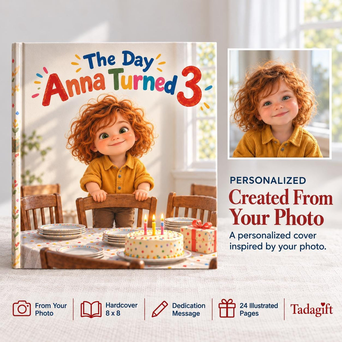 Personalized Children's Book in Hardcover: Illustrated Turning New Age with Wrapping Paper Included