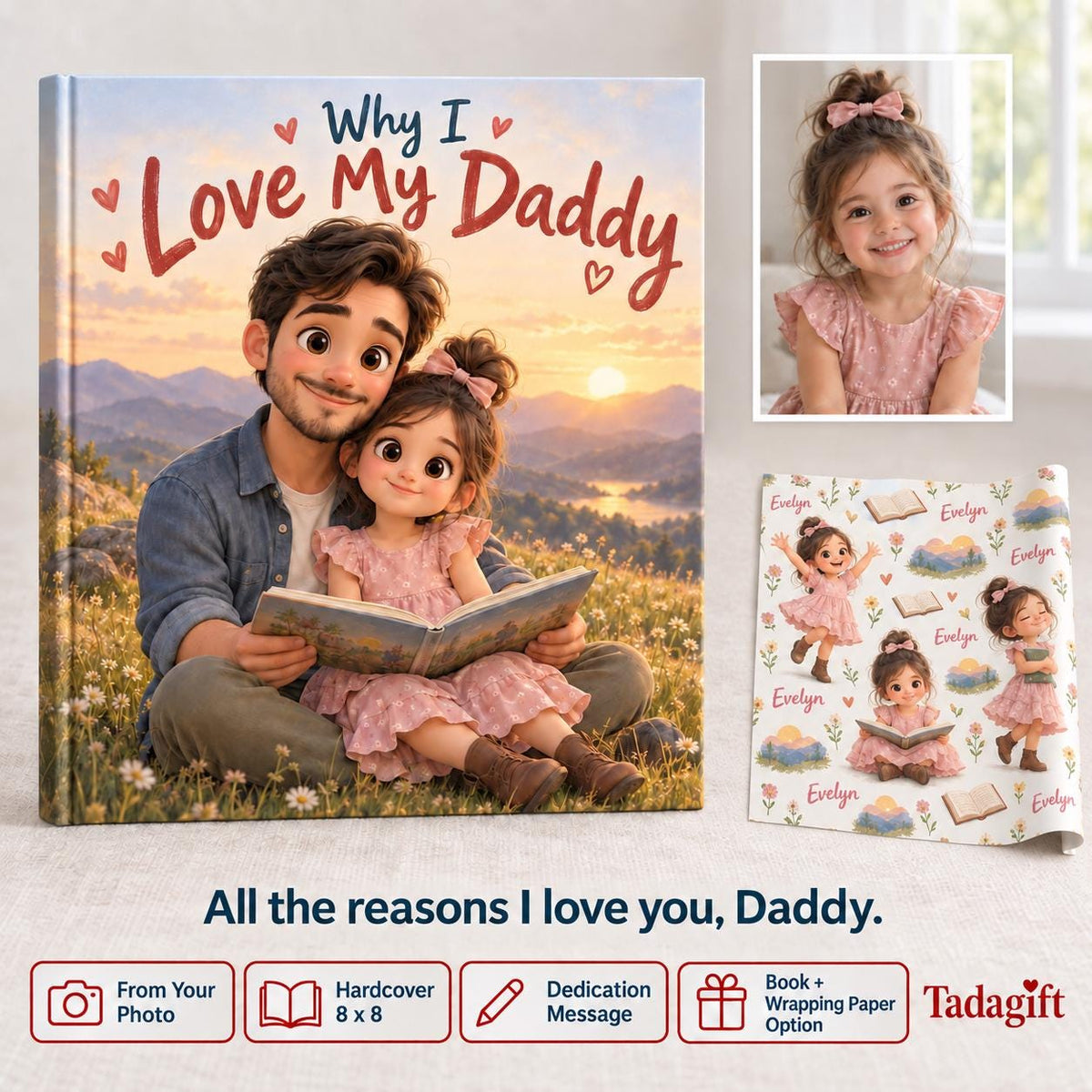 Personalized Children's Book in Hardcover: Why I Love My Daddy with Wrapping Paper Included