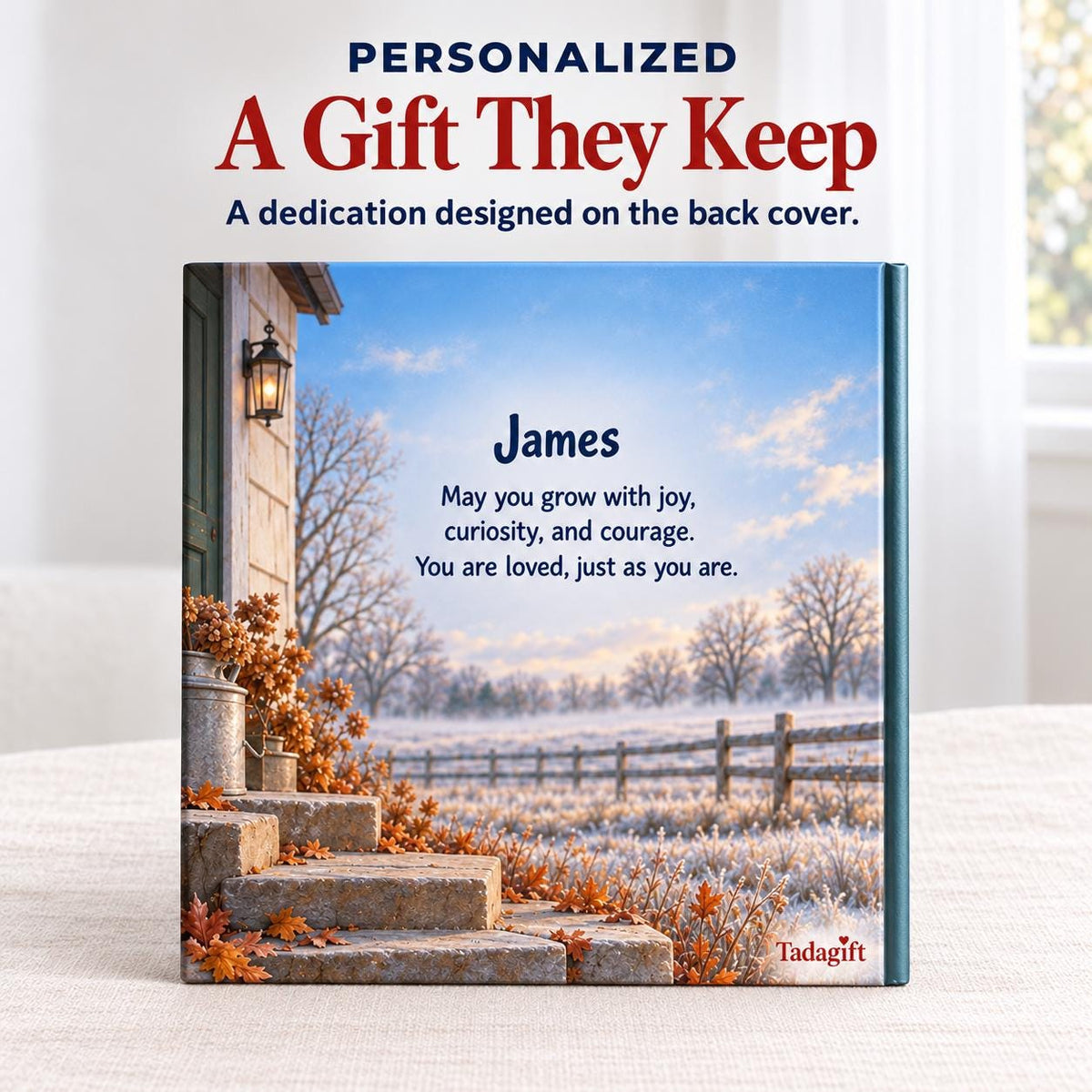 Personalized Children's Book in Hardcover: Illustrated First Cold Morning with Wrapping Paper Included