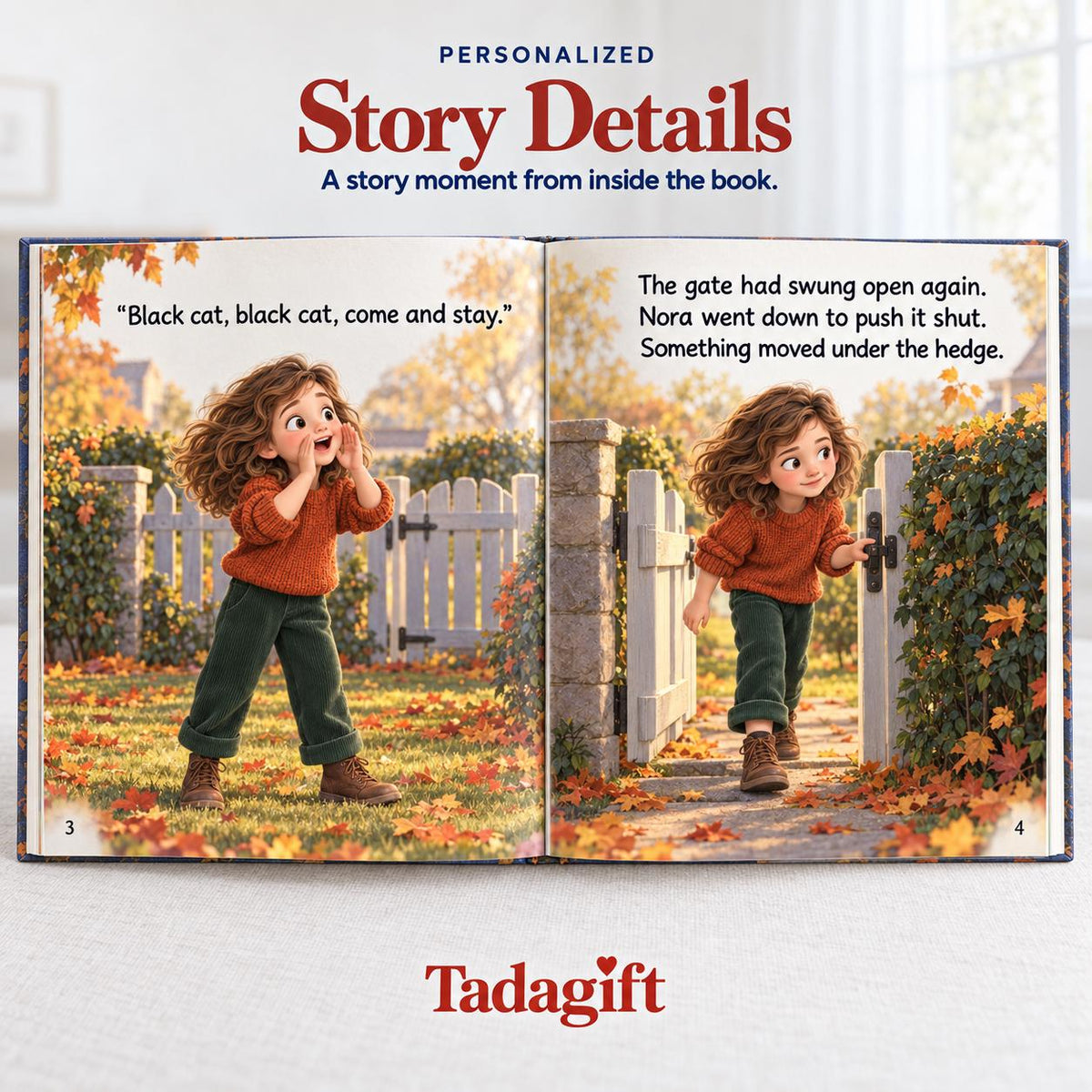 Personalized Children's Book in Hardcover: Illustrated Black Cat Halloween with Wrapping Paper Included