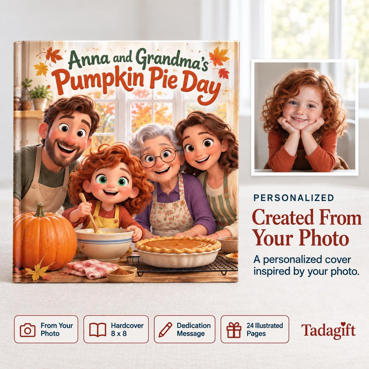 Personalized Children's Book in Hardcover: Autumn Story for Grandma with Wrapping Paper Included