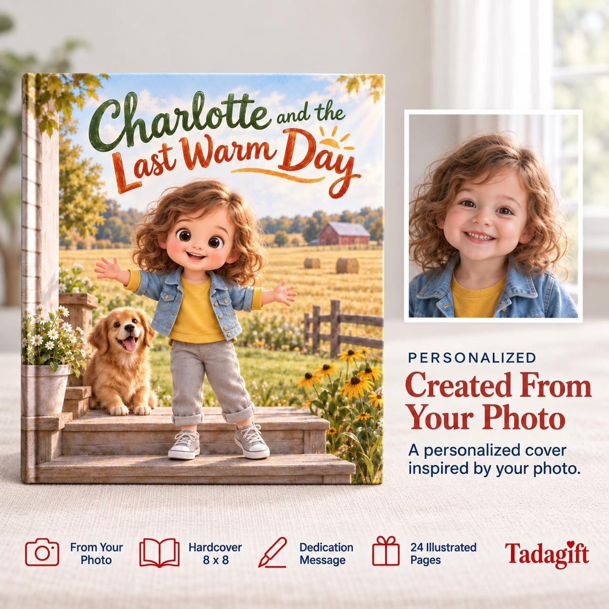 Personalized Children's Book in Hardcover: Illustrated Last Warm Day with Wrapping Paper Included