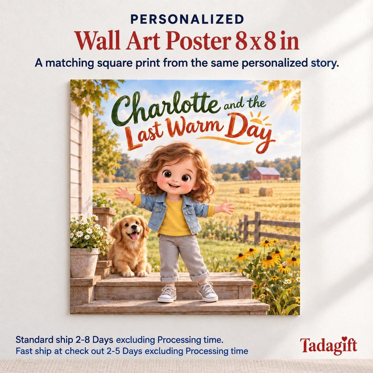 Personalized Children's Book in Hardcover: Illustrated Last Warm Day with Wrapping Paper Included
