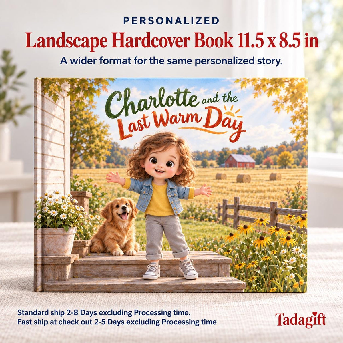 Personalized Children's Book in Hardcover: Illustrated Last Warm Day with Wrapping Paper Included