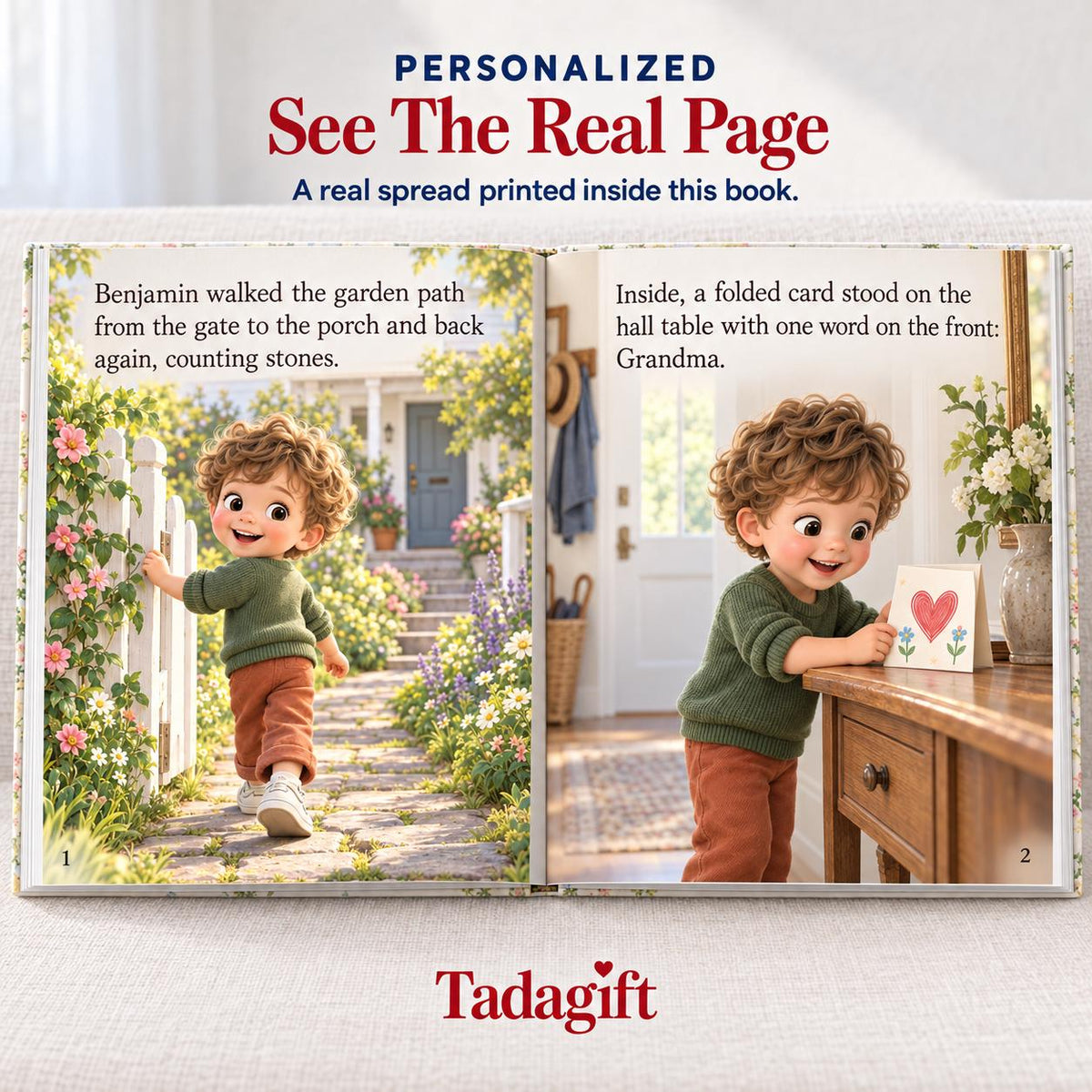 Personalized Children's Book in Hardcover: Illustrated Day with Grandma with Wrapping Paper Included