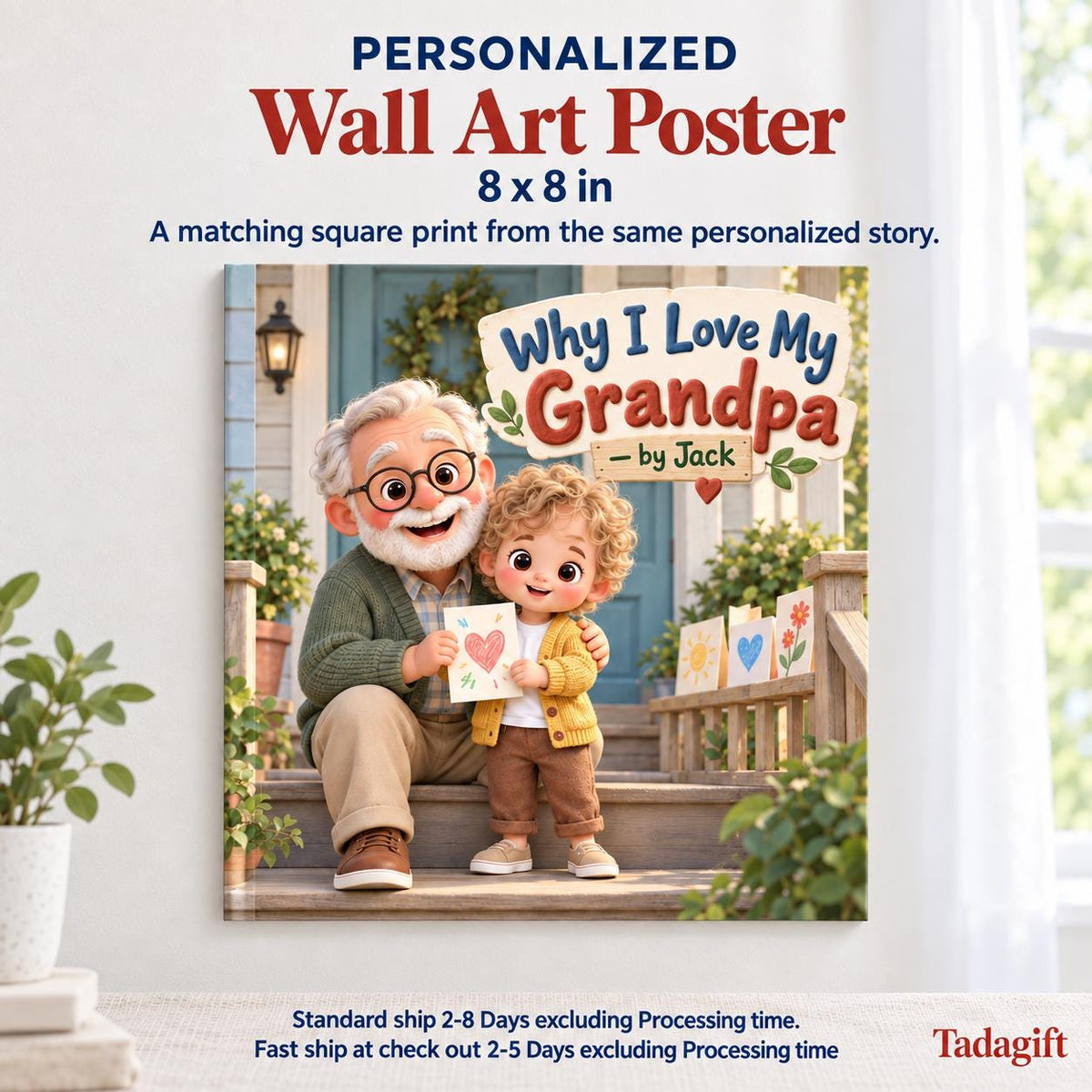Personalized Children's Book in Hardcover: Why I Love My Grandpa with Wrapping Paper Included