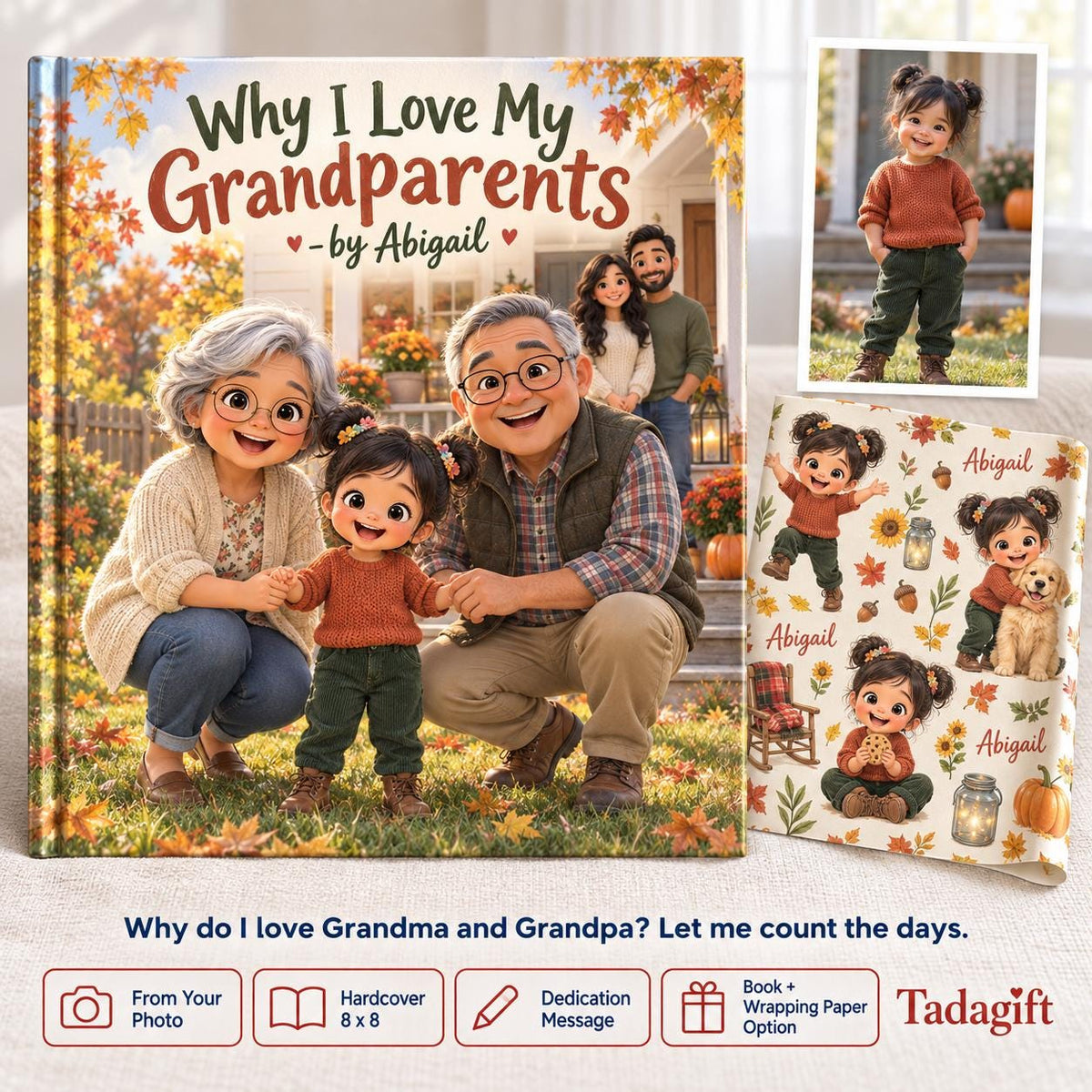 Personalized Children's Book in Hardcover: Why I Love My Grandparents with Wrapping Paper Included