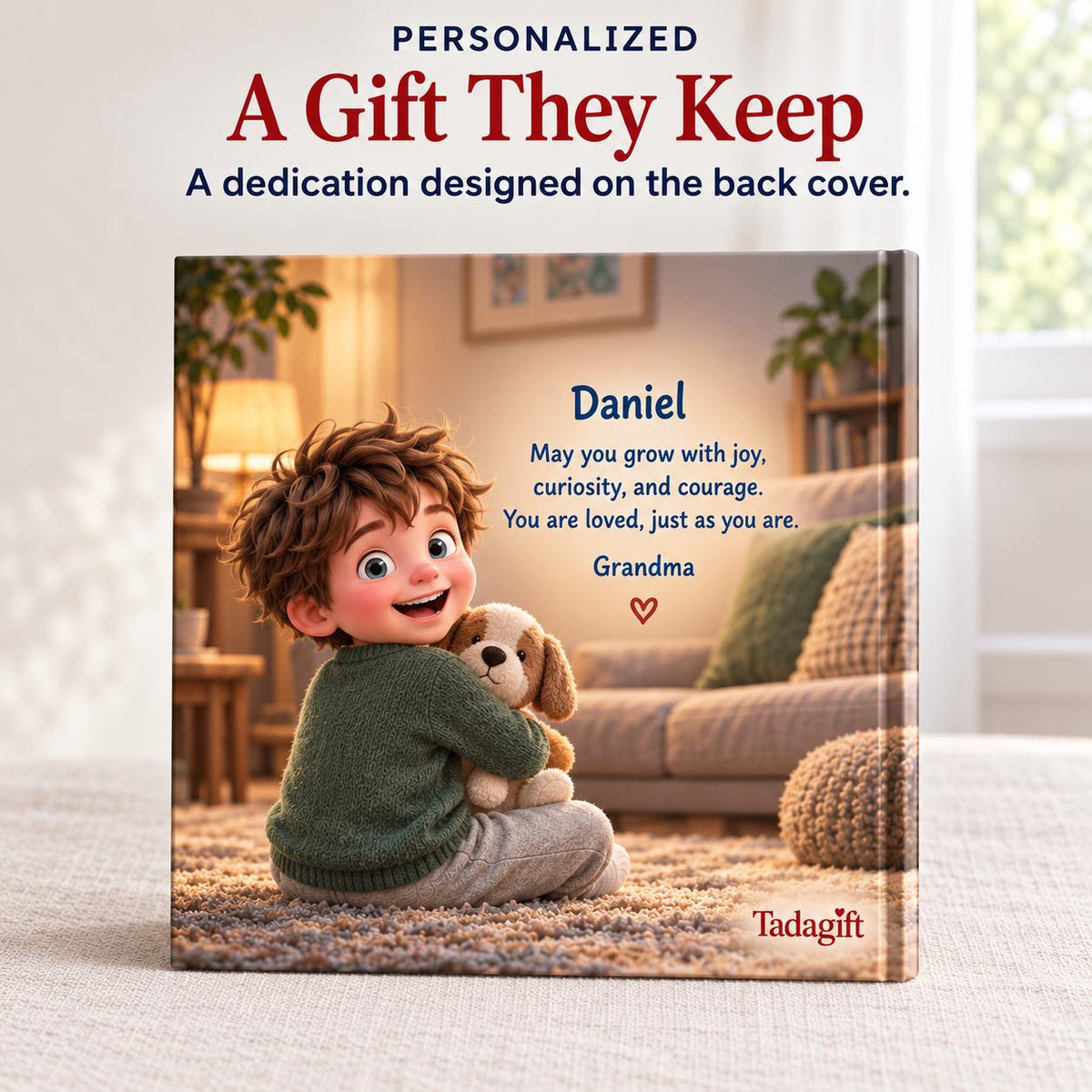 Personalized Children's Book in Hardcover: Illustrated Goodnight Grandma Story with Wrapping Paper Included