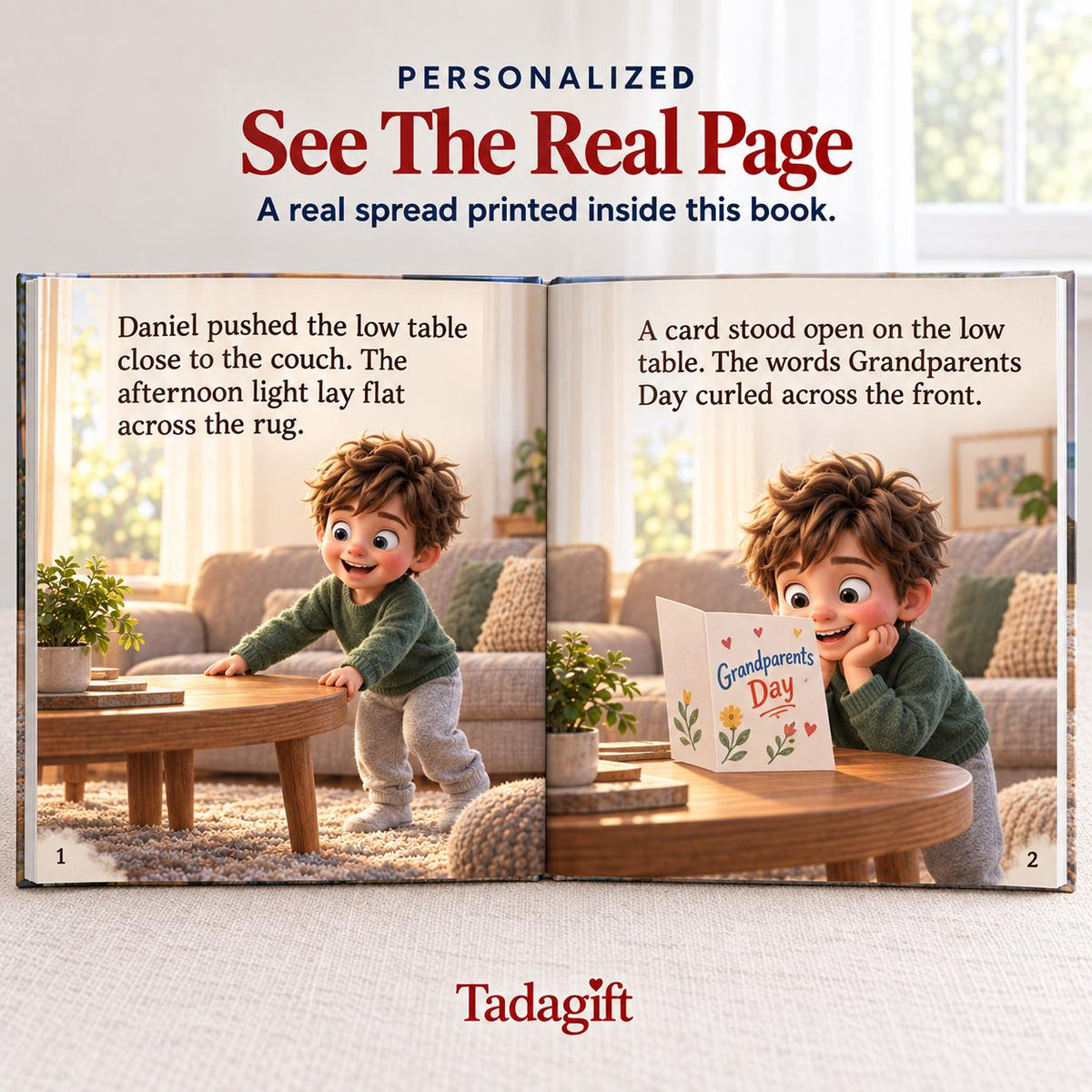 Personalized Children's Book in Hardcover: Illustrated Goodnight Grandma Story with Wrapping Paper Included
