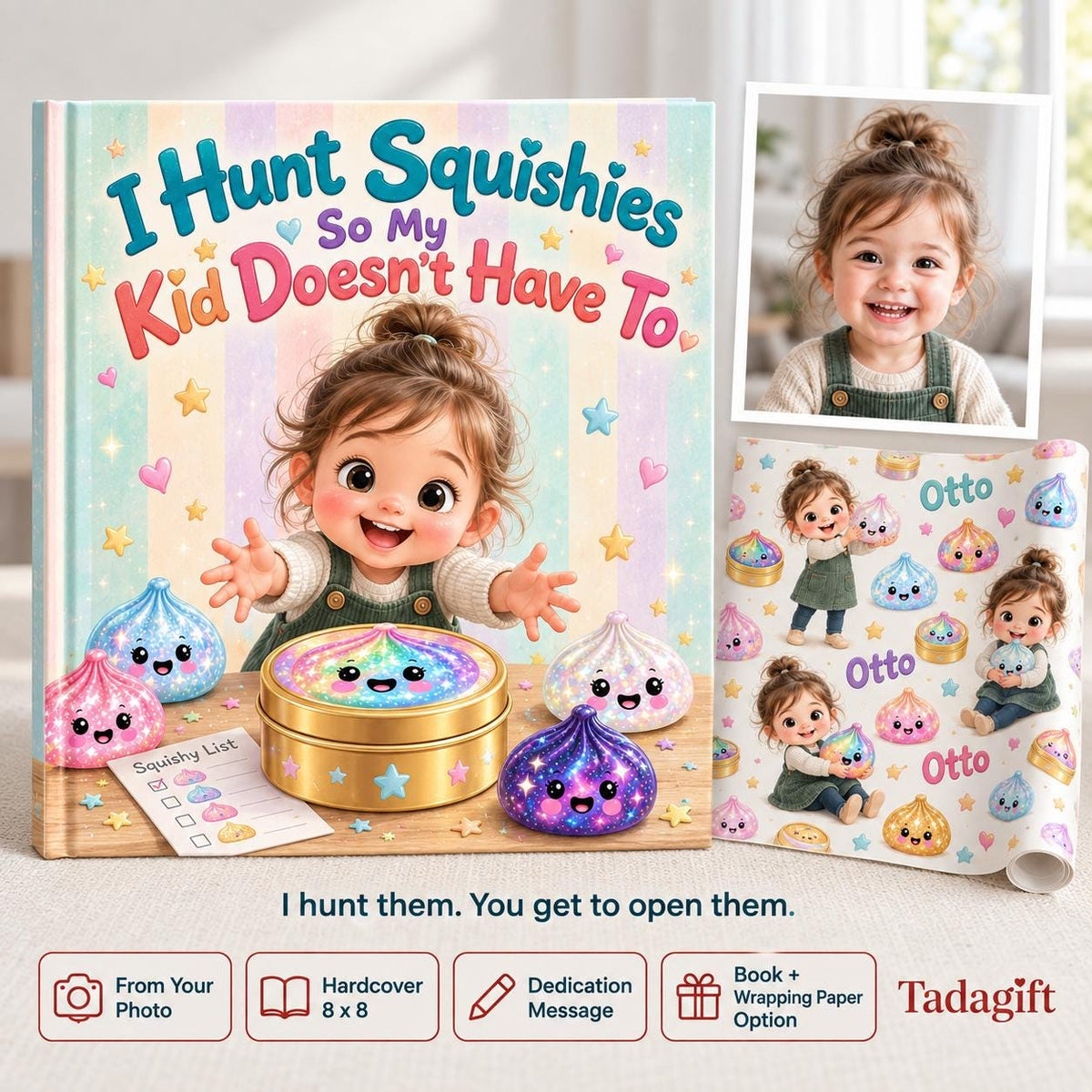 Personalized Children's Book in Hardcover: Hunting Squishy Dumpling with Wrapping Paper Included