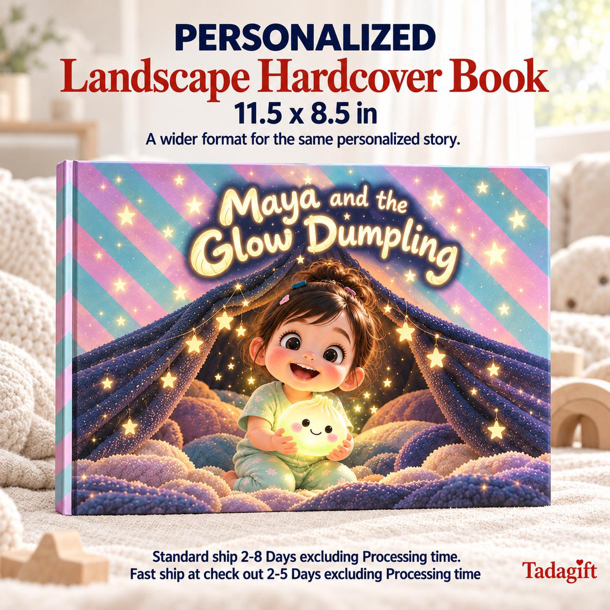 Personalized Children's Book in Hardcover: Glow Dumpling Story with Wrapping Paper Included