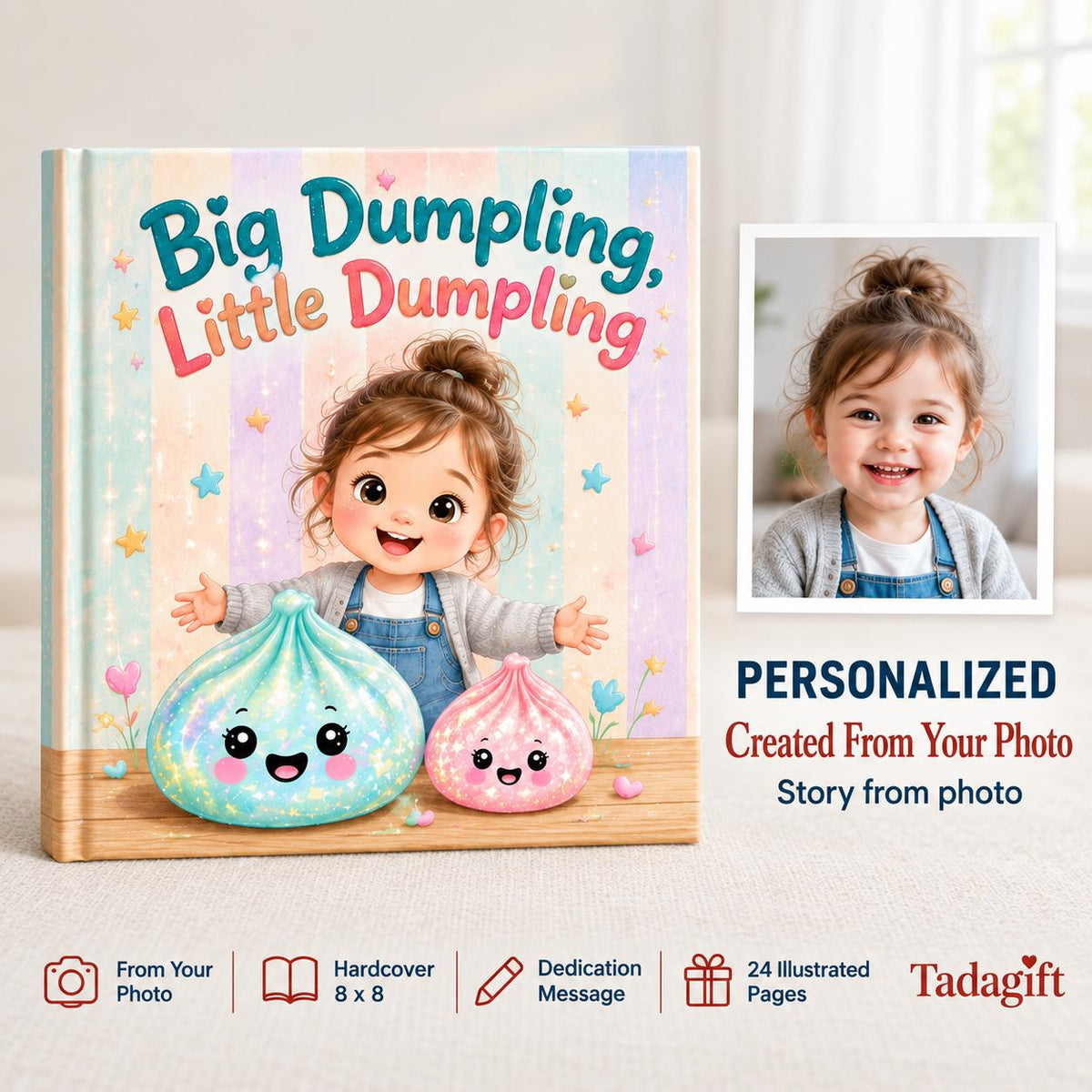 Personalized Children's Book in Hardcover: Big Dumpling Little Dumpling with Wrapping Paper Included