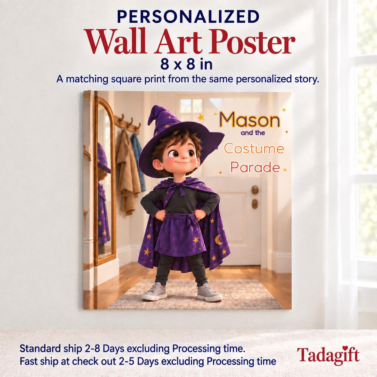 Personalized Children's Book in Hardcover: Halloween Costume Parade Story with Wrapping Paper Included