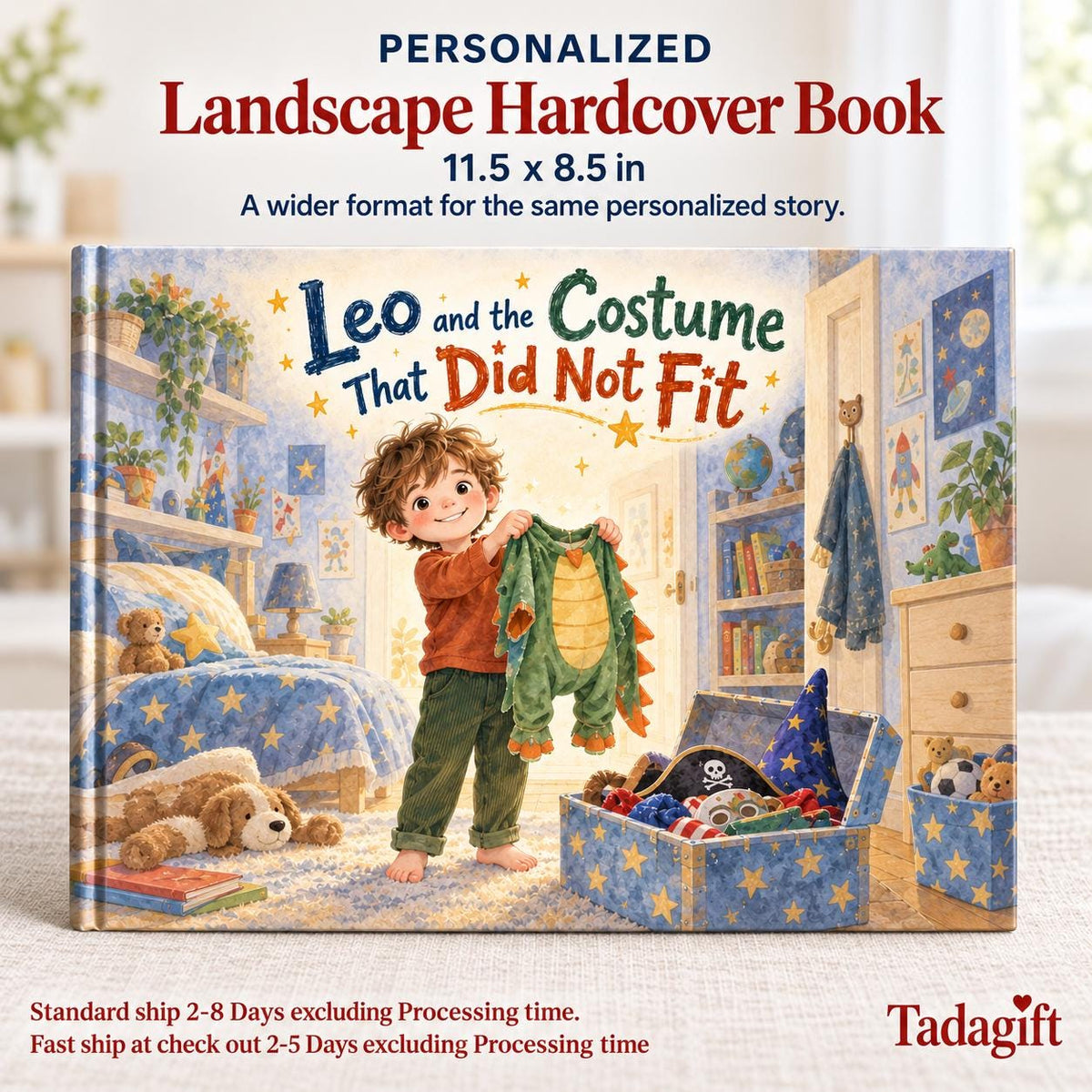 Personalized Children's Book in Hardcover: Costume That Did Not Fit with Wrapping Paper Included