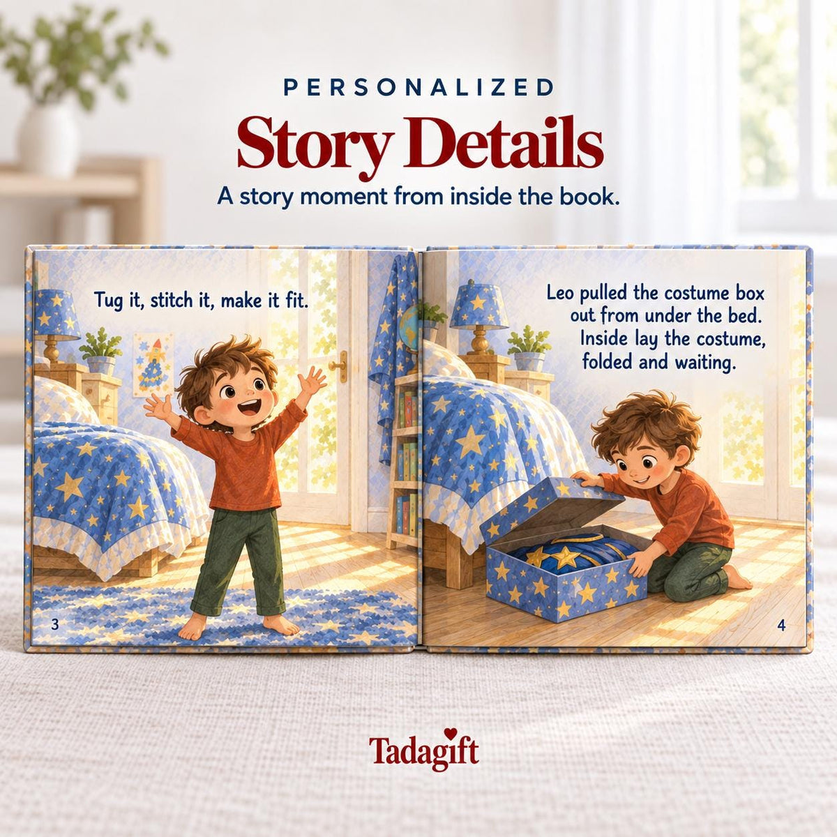 Personalized Children's Book in Hardcover: Costume That Did Not Fit with Wrapping Paper Included