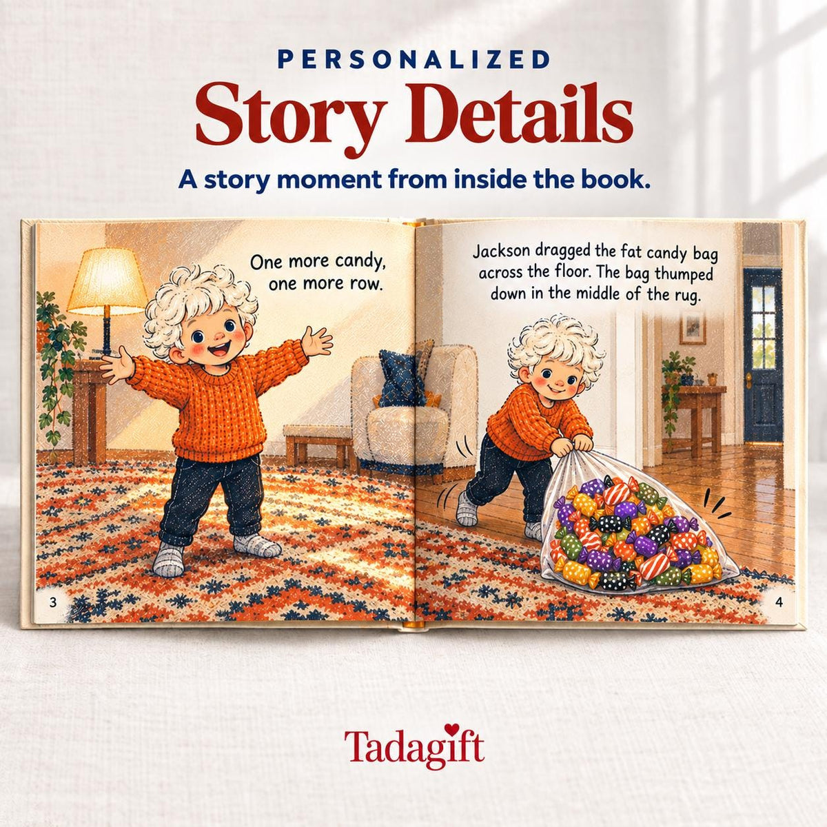 Personalized Children's Book in Hardcover: Halloween Counting Candy Story with Wrapping Paper Included