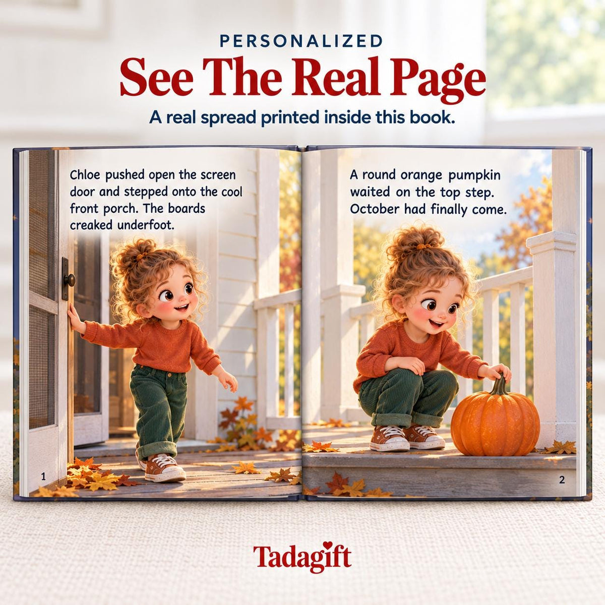 Personalized Children's Book in Hardcover: Halloween Decorating Porch Story with Wrapping Paper Included