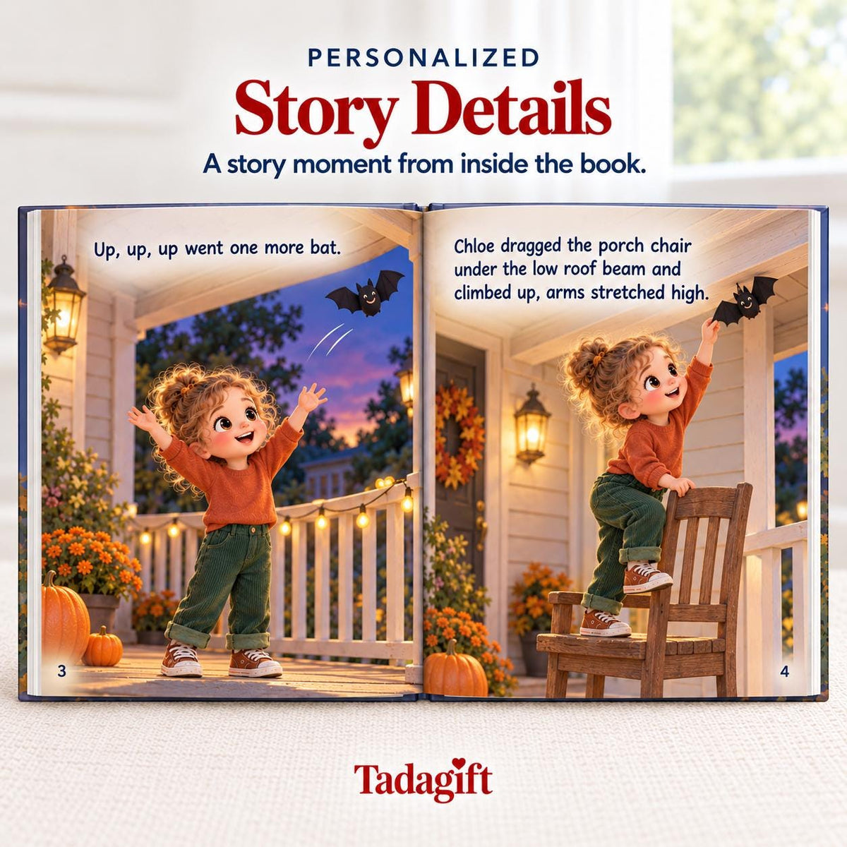 Personalized Children's Book in Hardcover: Halloween Decorating Porch Story with Wrapping Paper Included