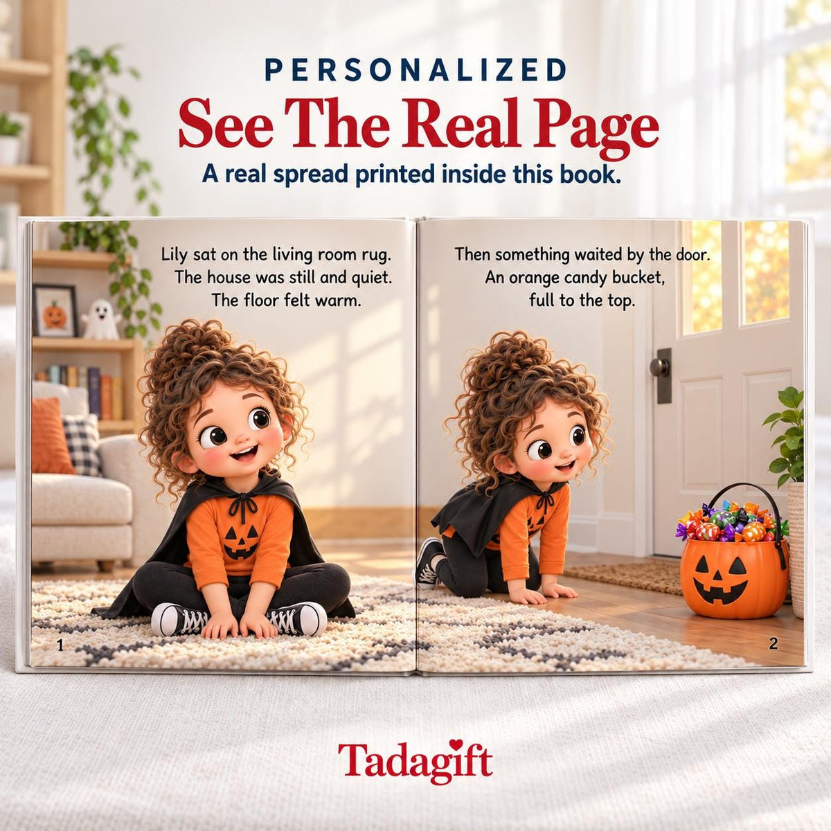 Personalized Children's Book in Hardcover: Halloween Haunted Trail Story with Wrapping Paper Included