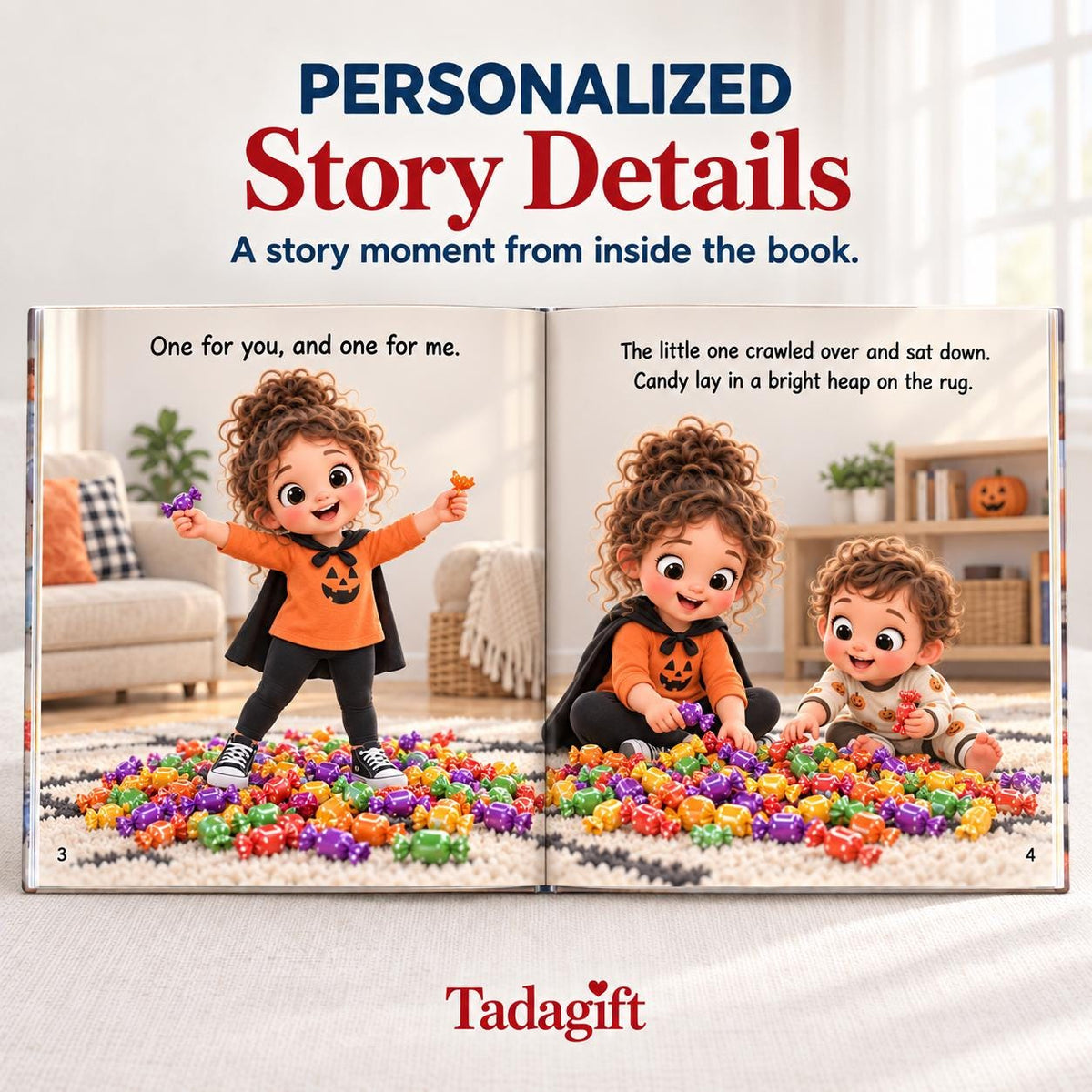 Personalized Children's Book in Hardcover: Halloween Haunted Trail Story with Wrapping Paper Included