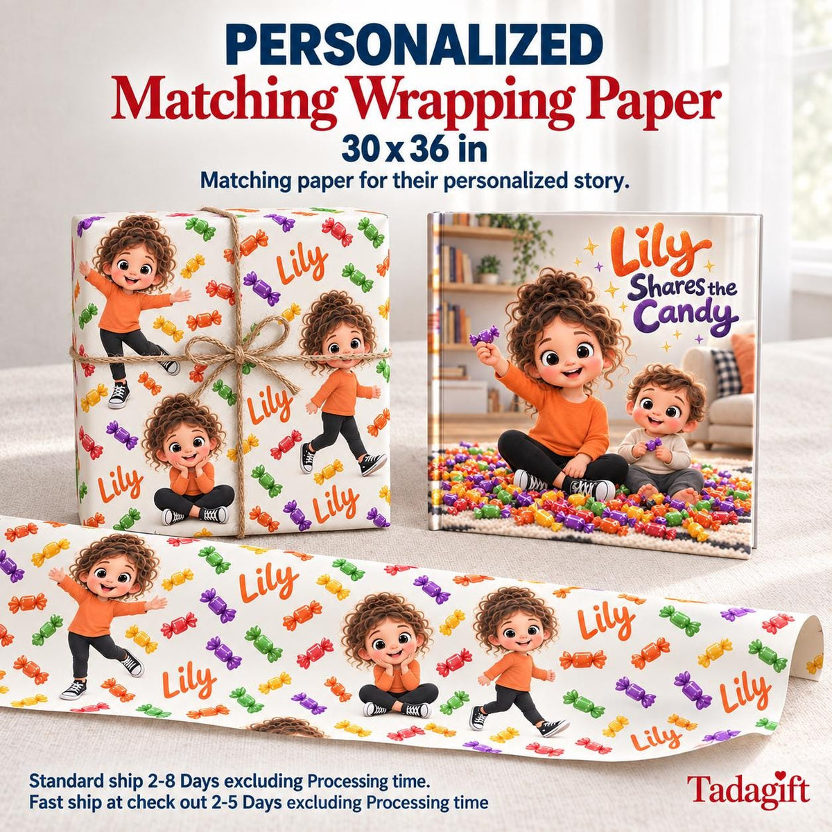 Personalized Children's Book in Hardcover: Halloween Haunted Trail Story with Wrapping Paper Included