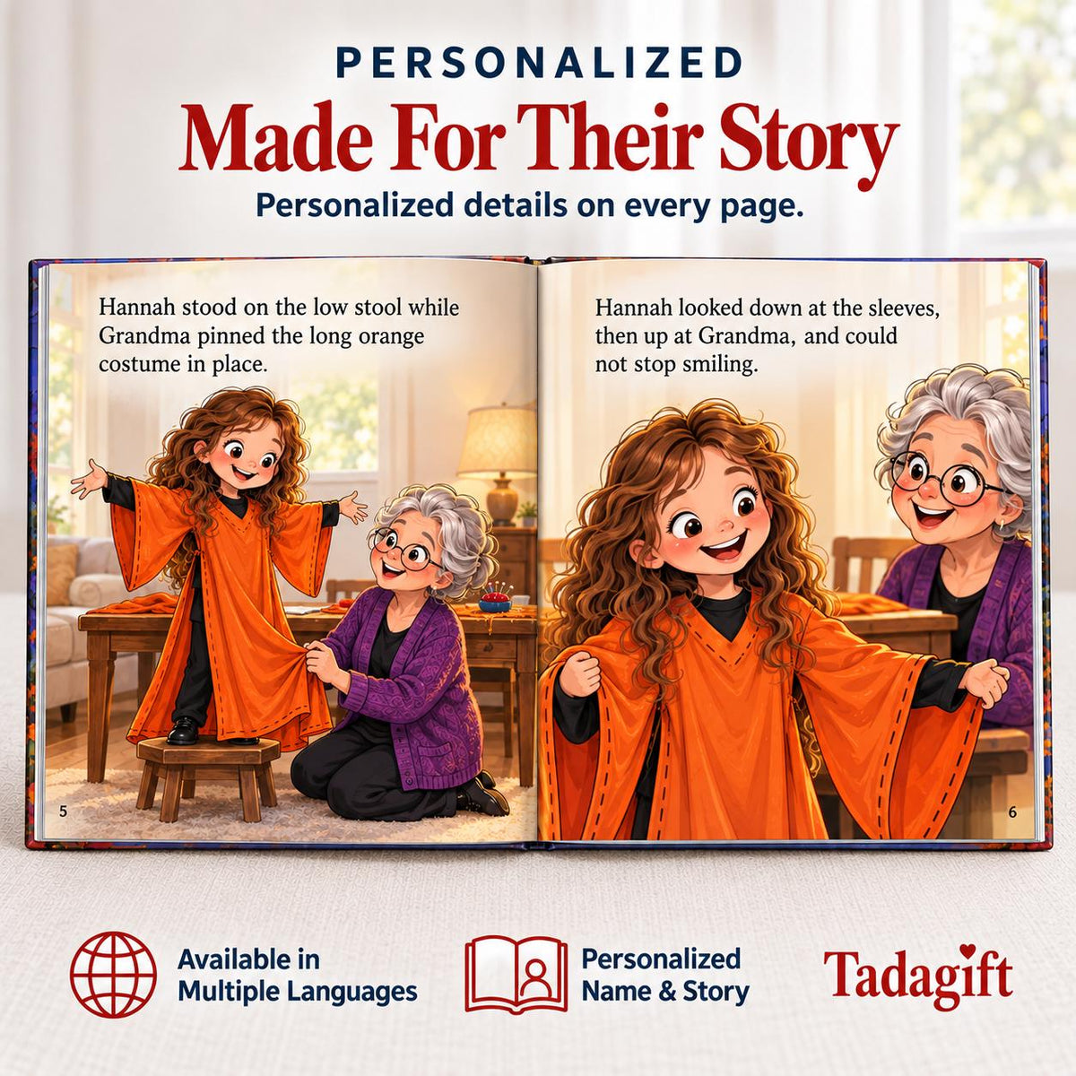 Personalized Children's Book in Hardcover: Halloween Story for Grandma with Wrapping Paper Included