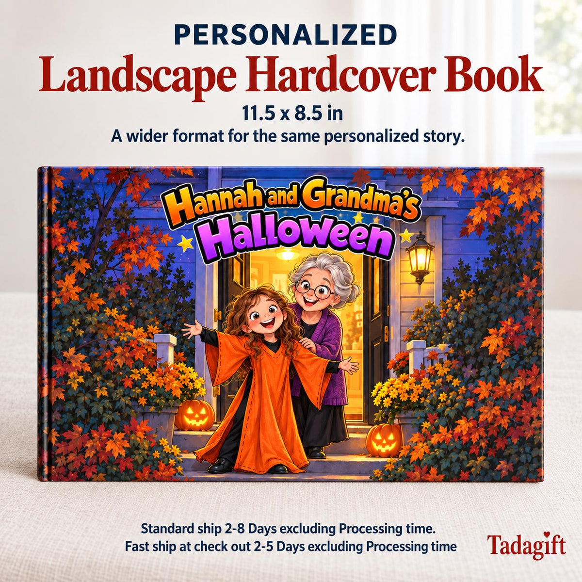 Personalized Children's Book in Hardcover: Halloween Story for Grandma with Wrapping Paper Included