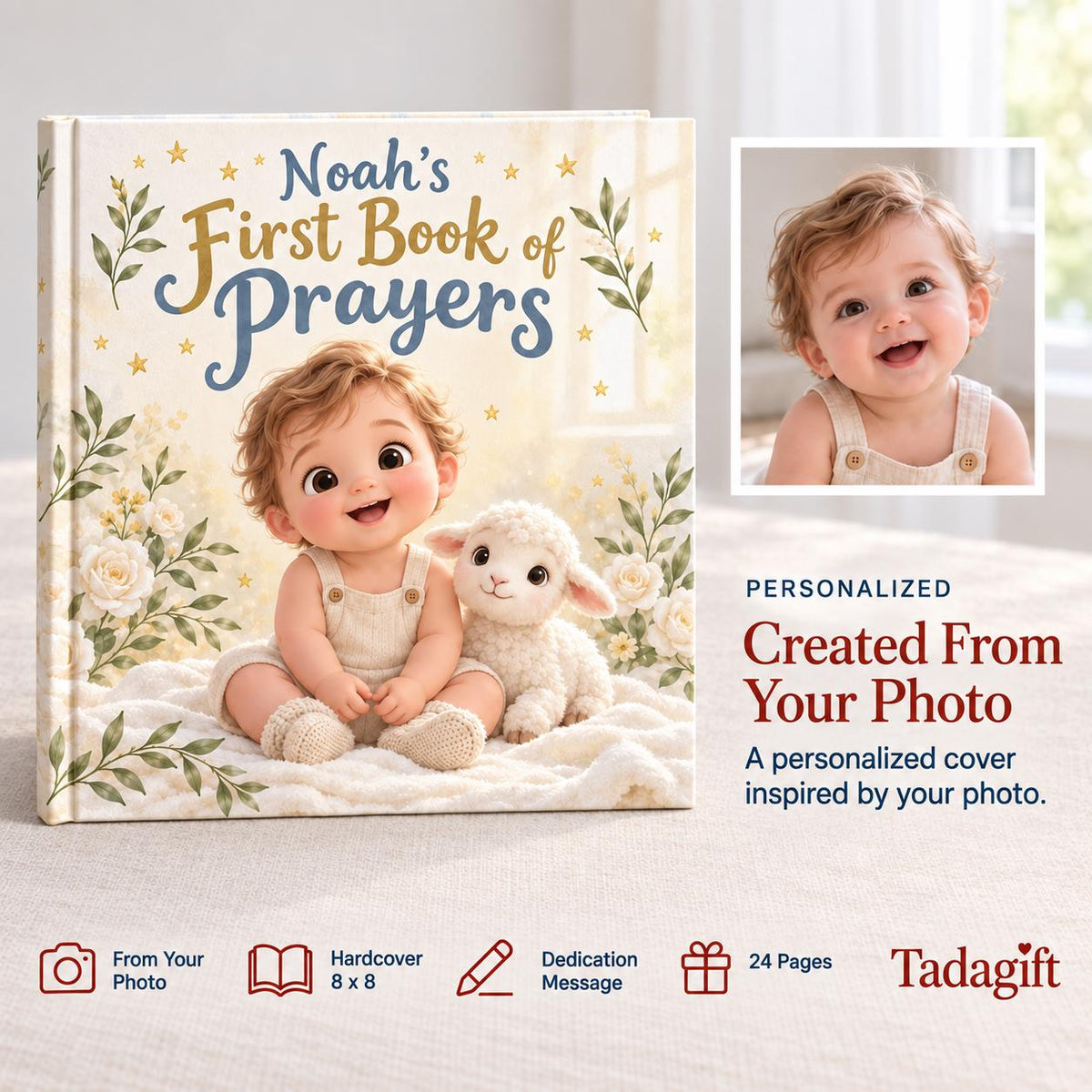 Personalized First Prayer Book, Christian Bedtime Prayers Keepsake, Baptism Christening Gift