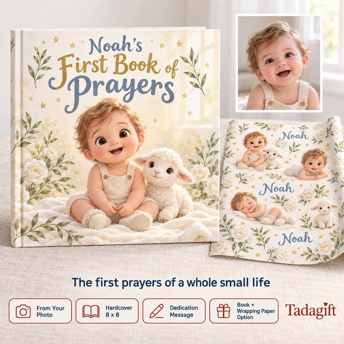 Personalized First Prayer Book, Christian Bedtime Prayers Keepsake, Baptism Christening Gift