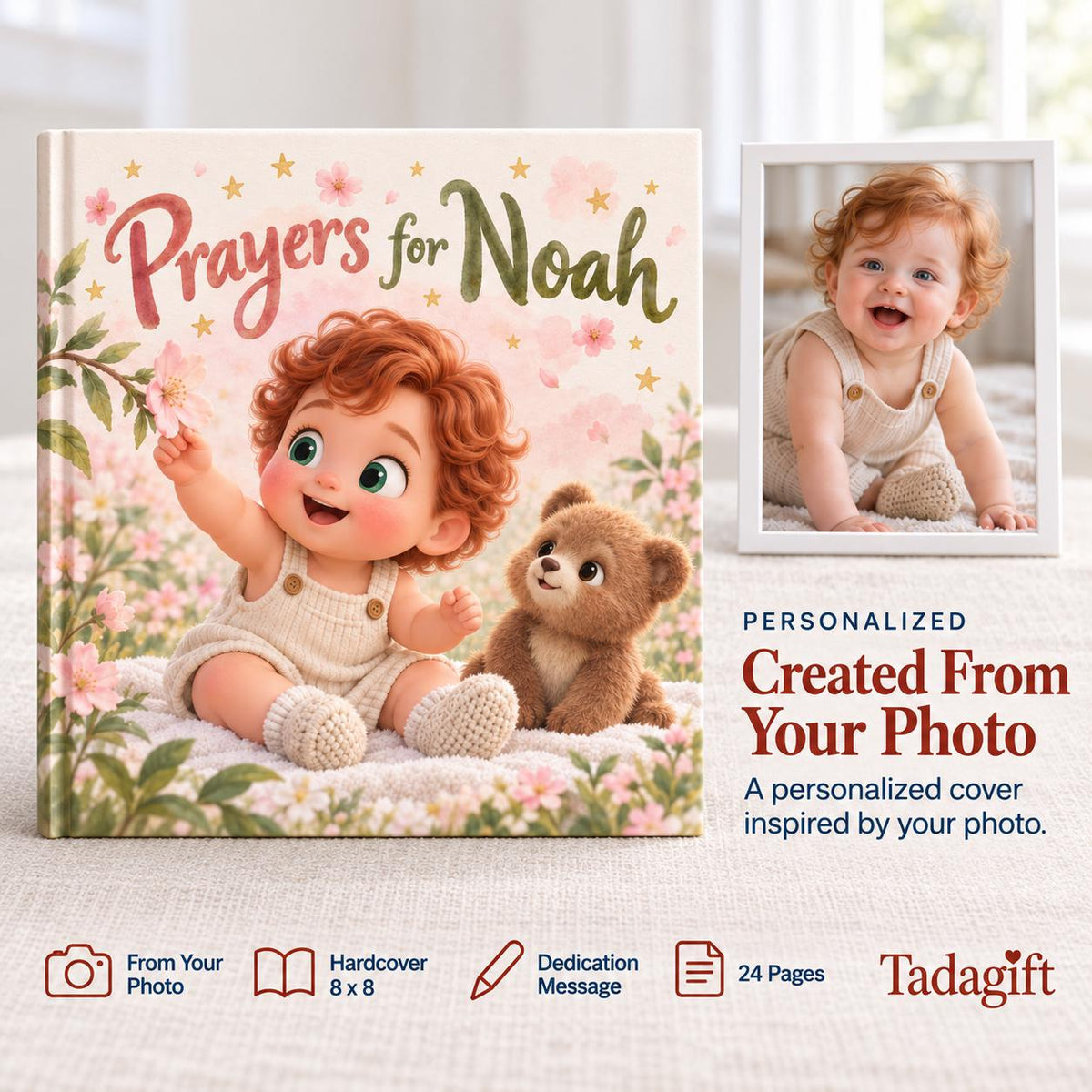 Personalized First Prayer Book, Baby Dedication, Christian Bedtime Prayers Keepsake, Baptism Christening Gift