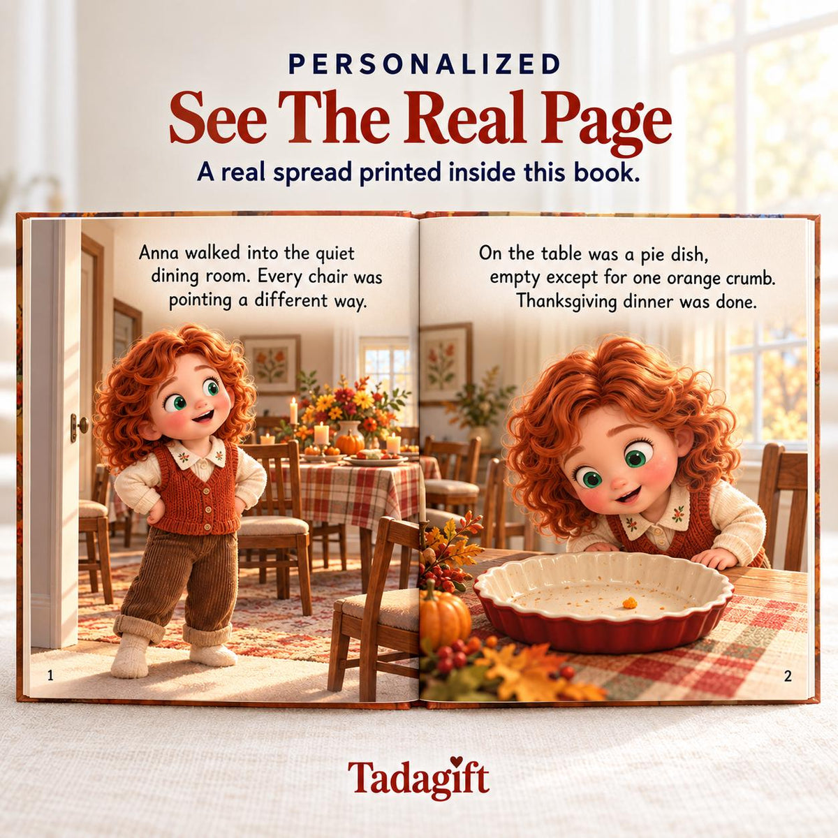Personalized Children's Book in Hardcover: Illustrated Goodnight Thankful Heart with Wrapping Paper Included