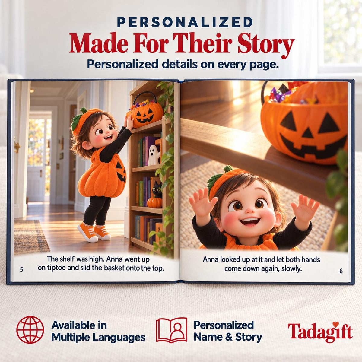 Personalized Children's Book in Hardcover: Illustrated Goodnight Little Pumpkin with Wrapping Paper Included