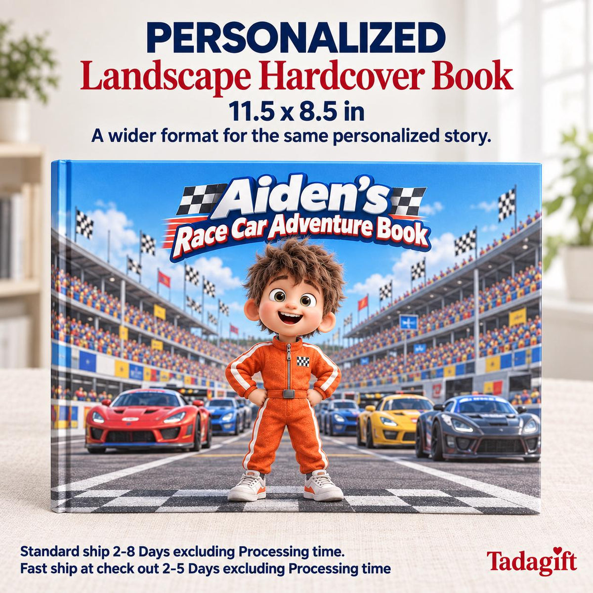 Personalized Children's Book in Hardcover: Racing Last on Grid with Wrapping Paper Included