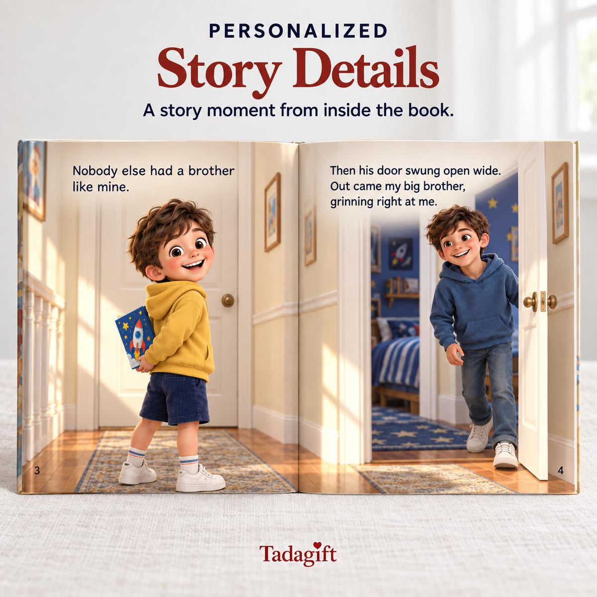Personalized Children's Book in Hardcover: I Love My Big Brother with Wrapping Paper Included
