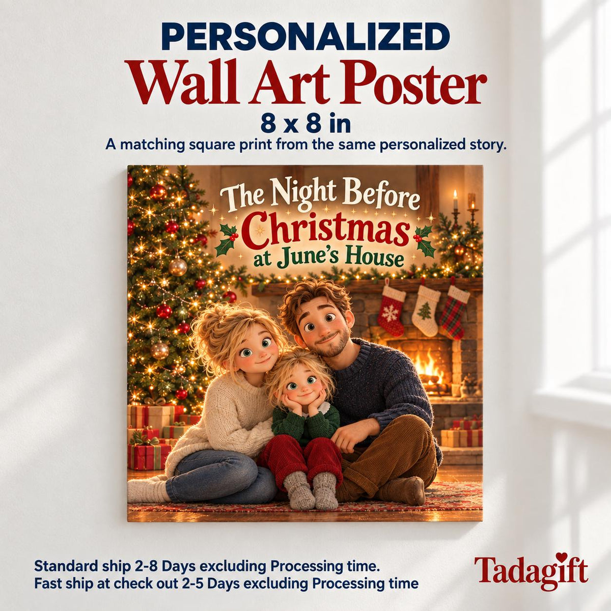 Personalized Children's Book in Hardcover:Night Before Christmas Book with Wrapping Paper Included