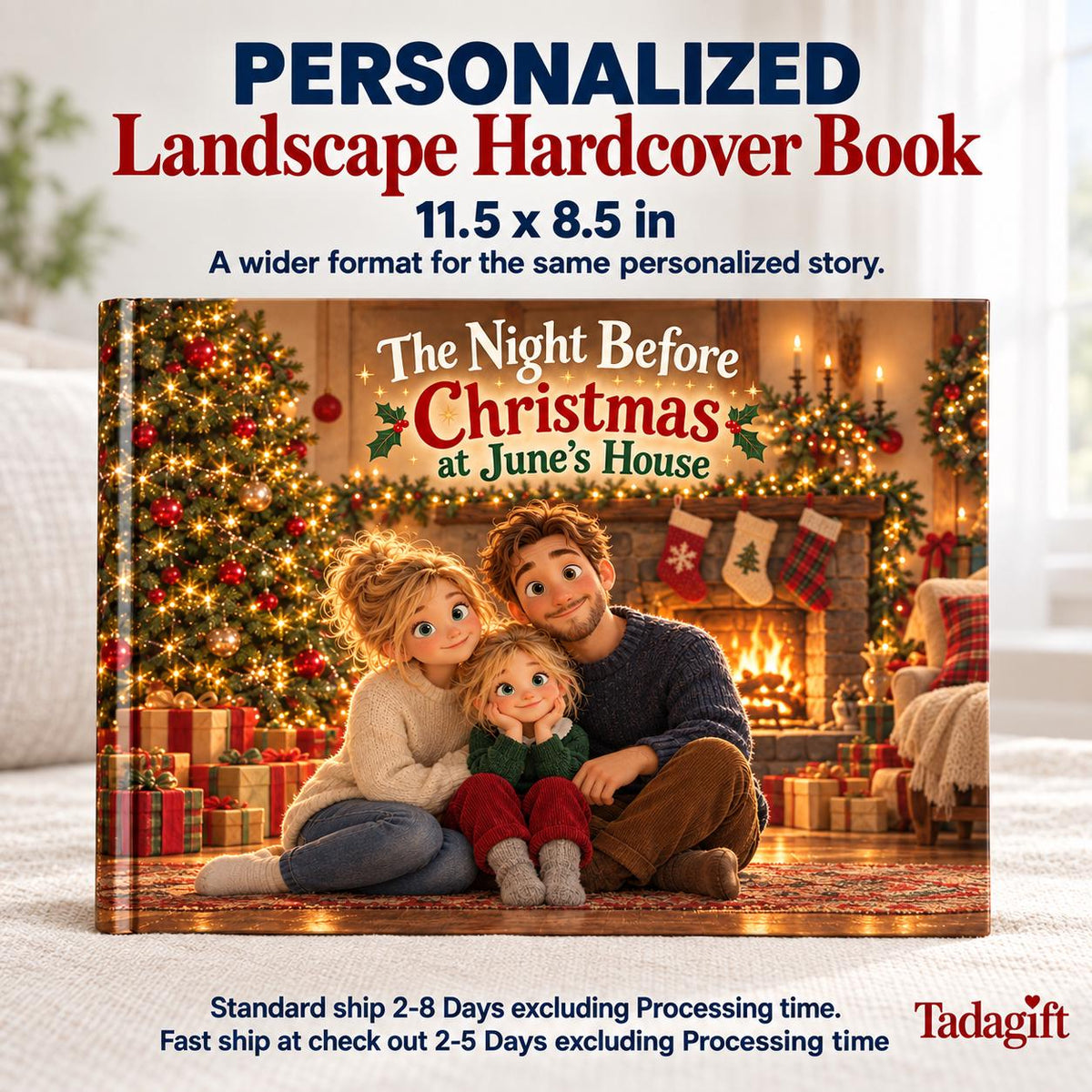Personalized Children's Book in Hardcover:Night Before Christmas Book with Wrapping Paper Included