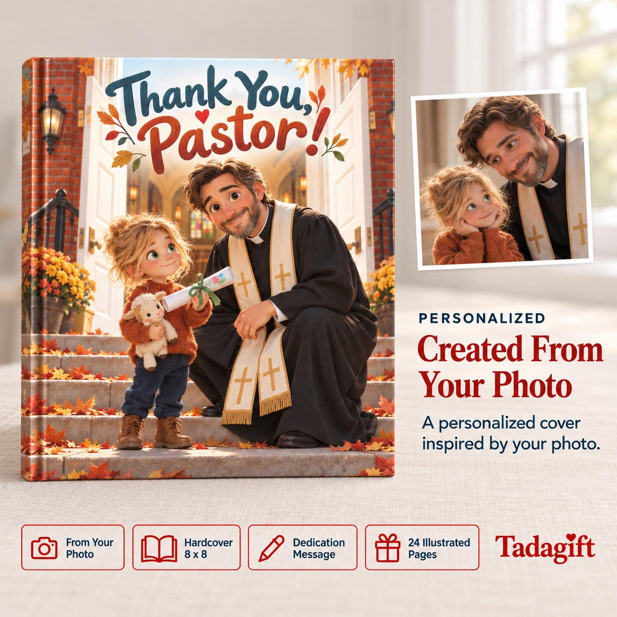 Personalized Children's Book, Thank You Pastor, Pastor Appreciation Gifts, From Pastor's Wife, Bedtime Story Kid Hard Cover