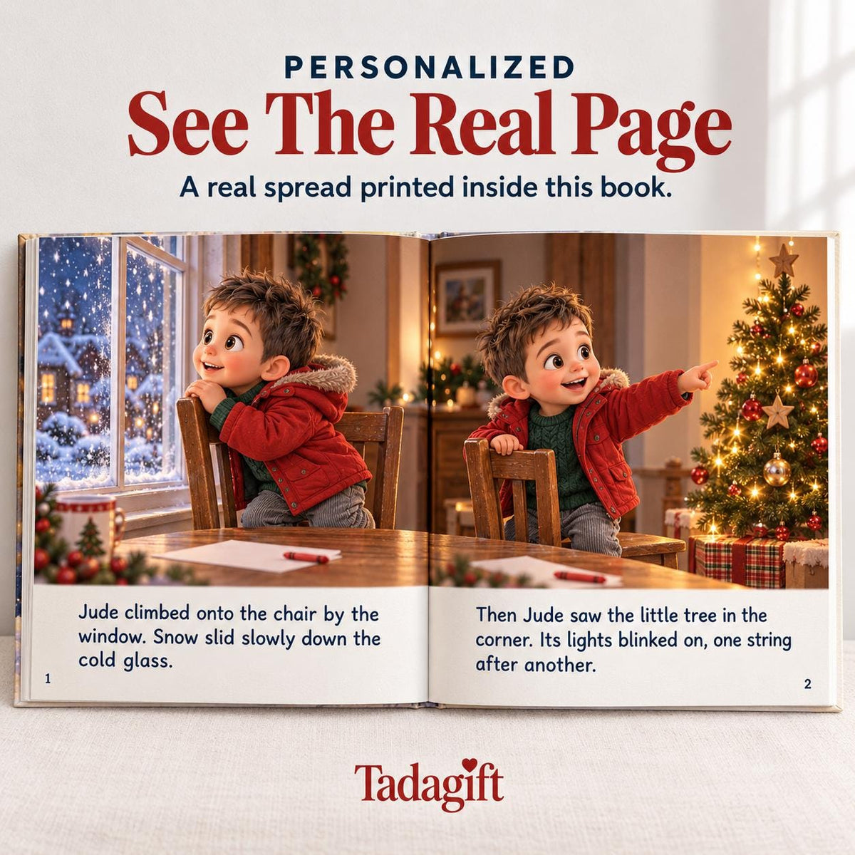 Personalized Children's Book in Hardcover: Illustrated Letter to Santa with Wrapping Paper Included