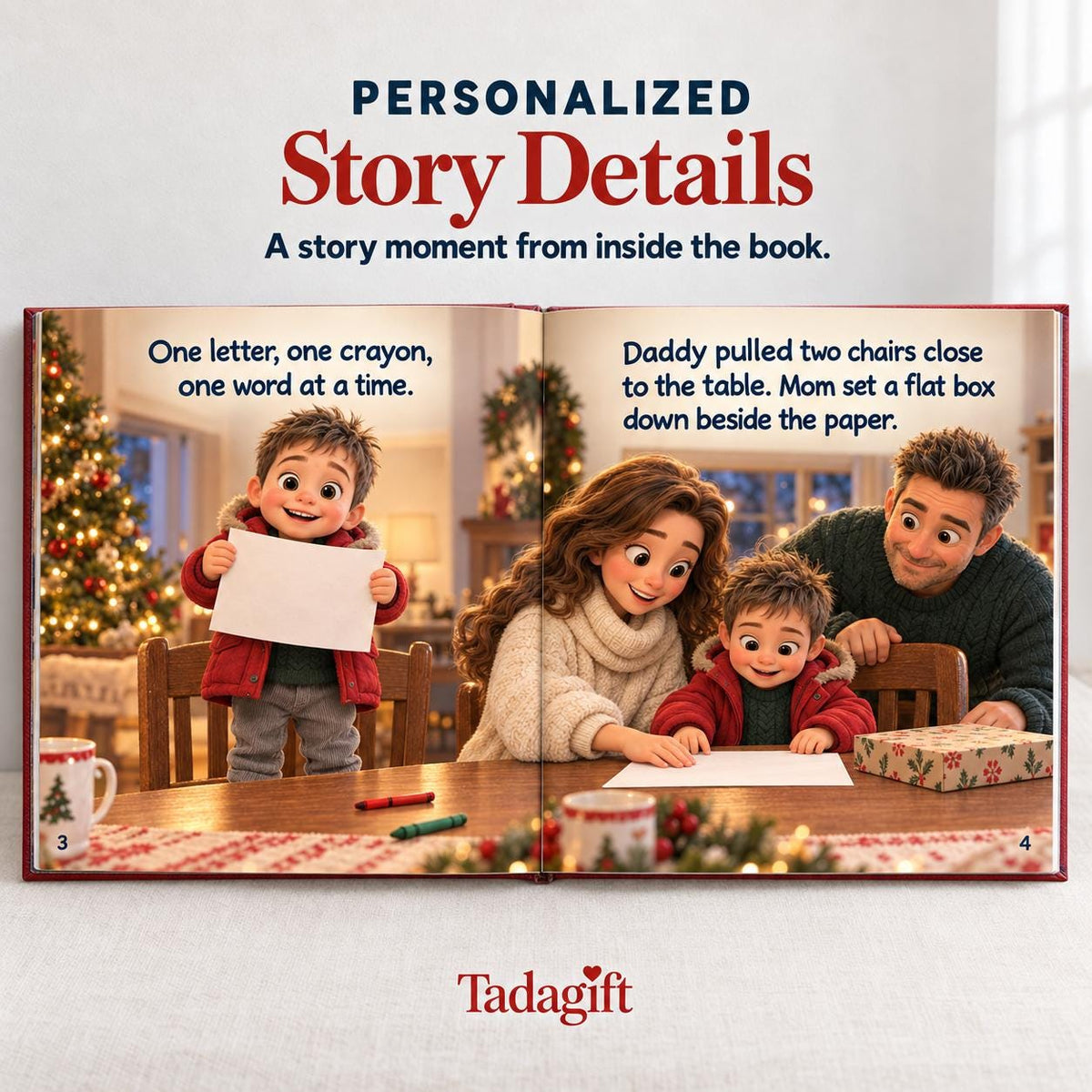 Personalized Children's Book in Hardcover: Illustrated Letter to Santa with Wrapping Paper Included