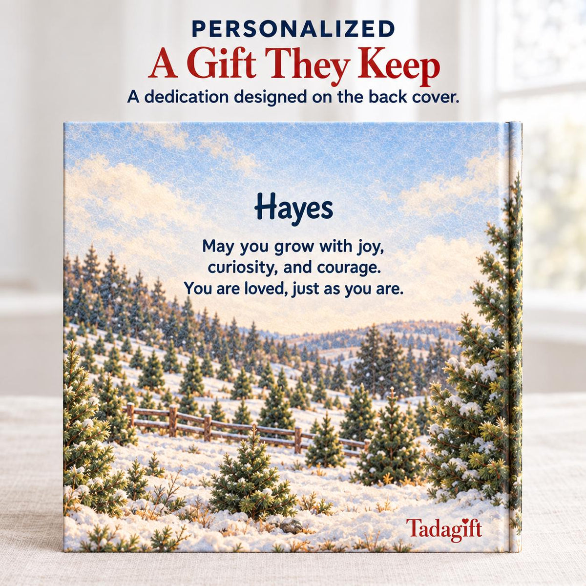 Personalized Children's Book in Hardcover: Our Christmas Tree Family with Wrapping Paper Included