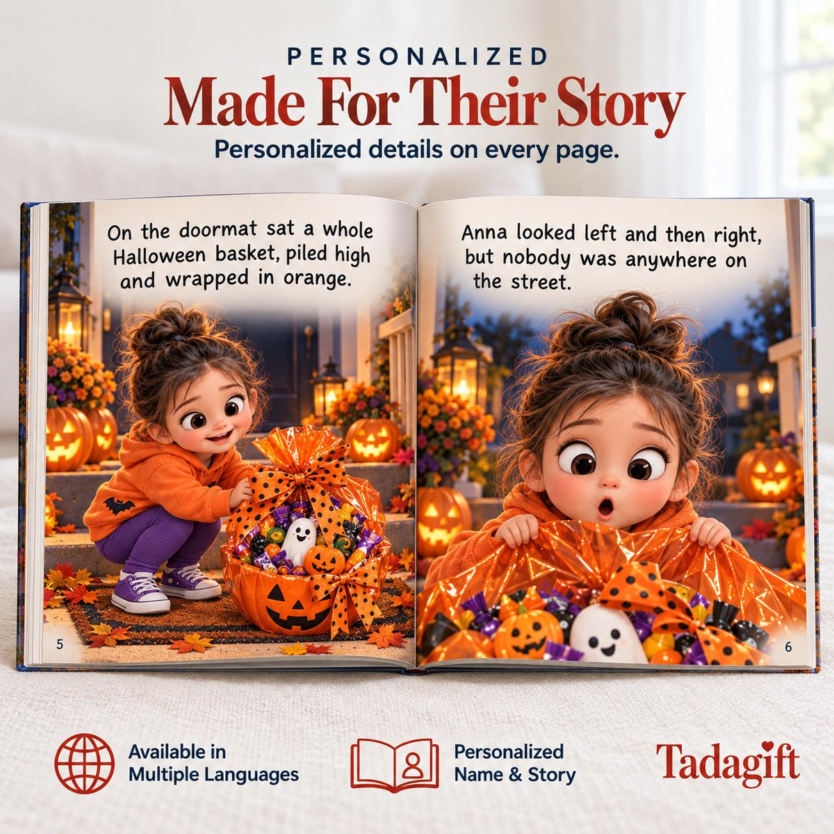 Personalized Children's Book in Hardcover: Halloween Boo Basket Surprise with Wrapping Paper Included