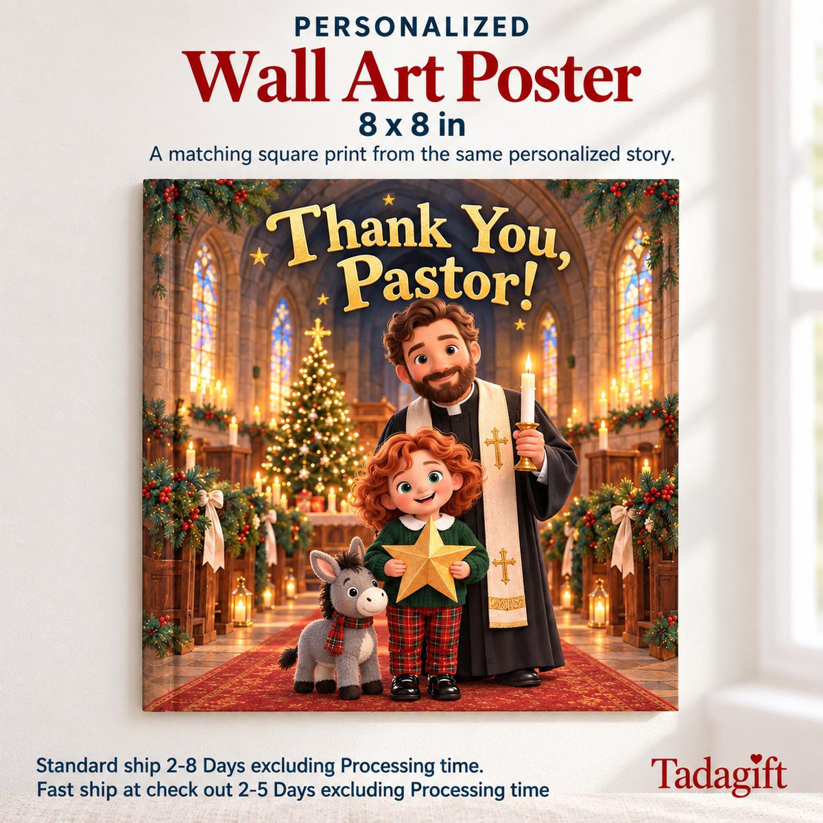 Personalized Children's Book in Hardcover: Thank you Pastor , Pastor Appreciation Gifts For Kids