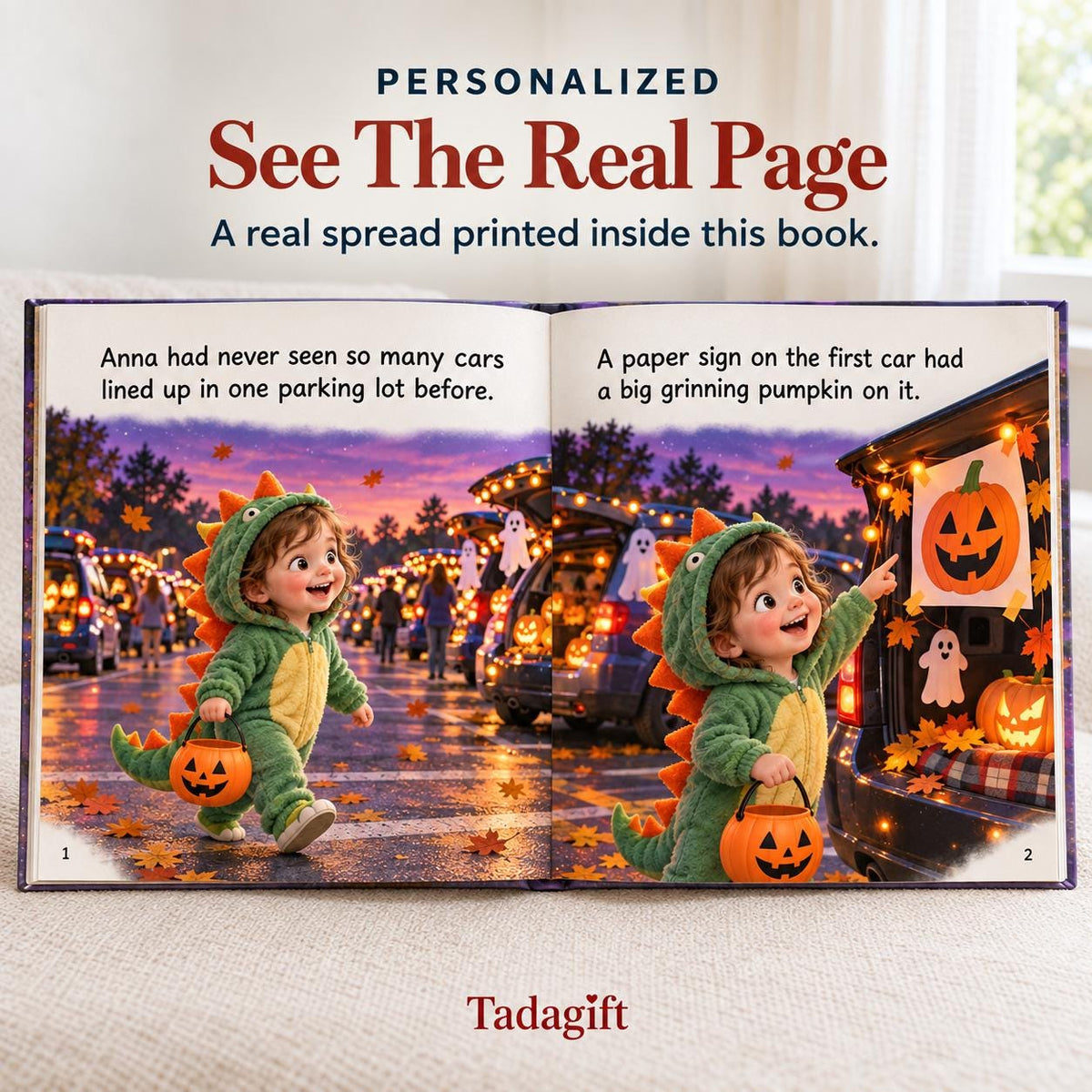 Personalized Halloween Children's Book in Hardcover: First Trunk or Treat Night with Wrapping Paper Included